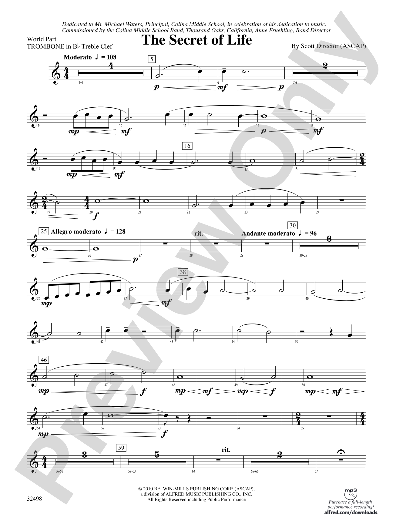 The Secret of Life: (wp) 1st B-flat Trombone T.C.