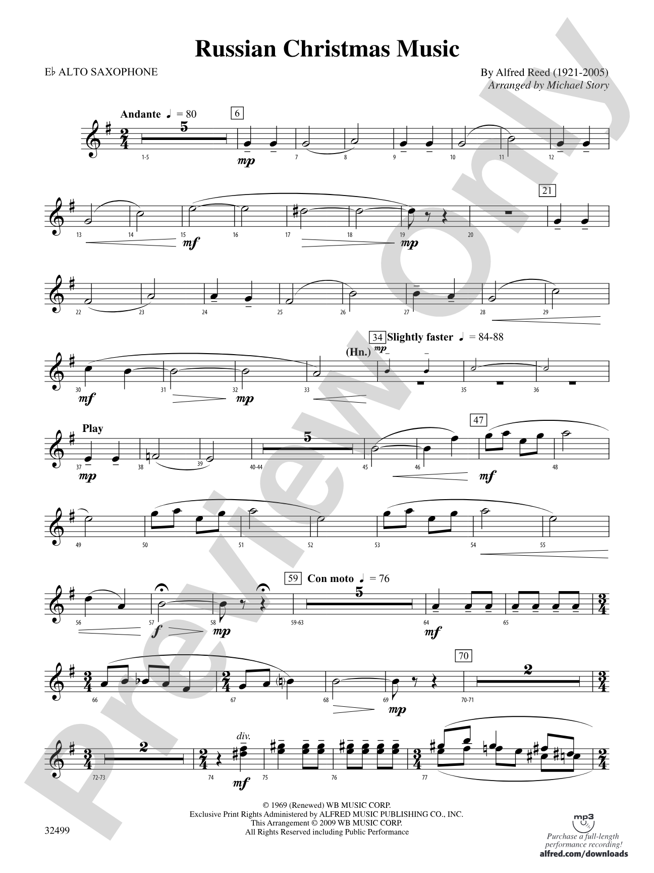 Russian Christmas Music: E-flat Alto Saxophone