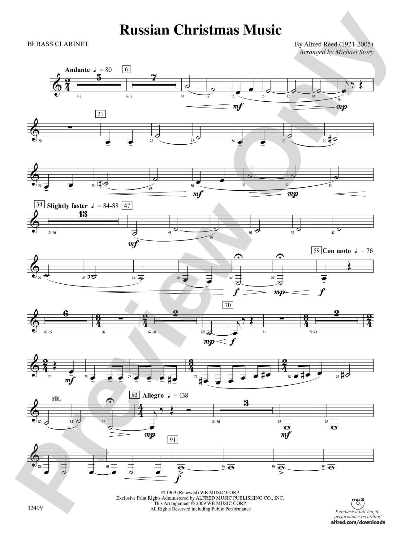 Russian Christmas Music: B-flat Bass Clarinet