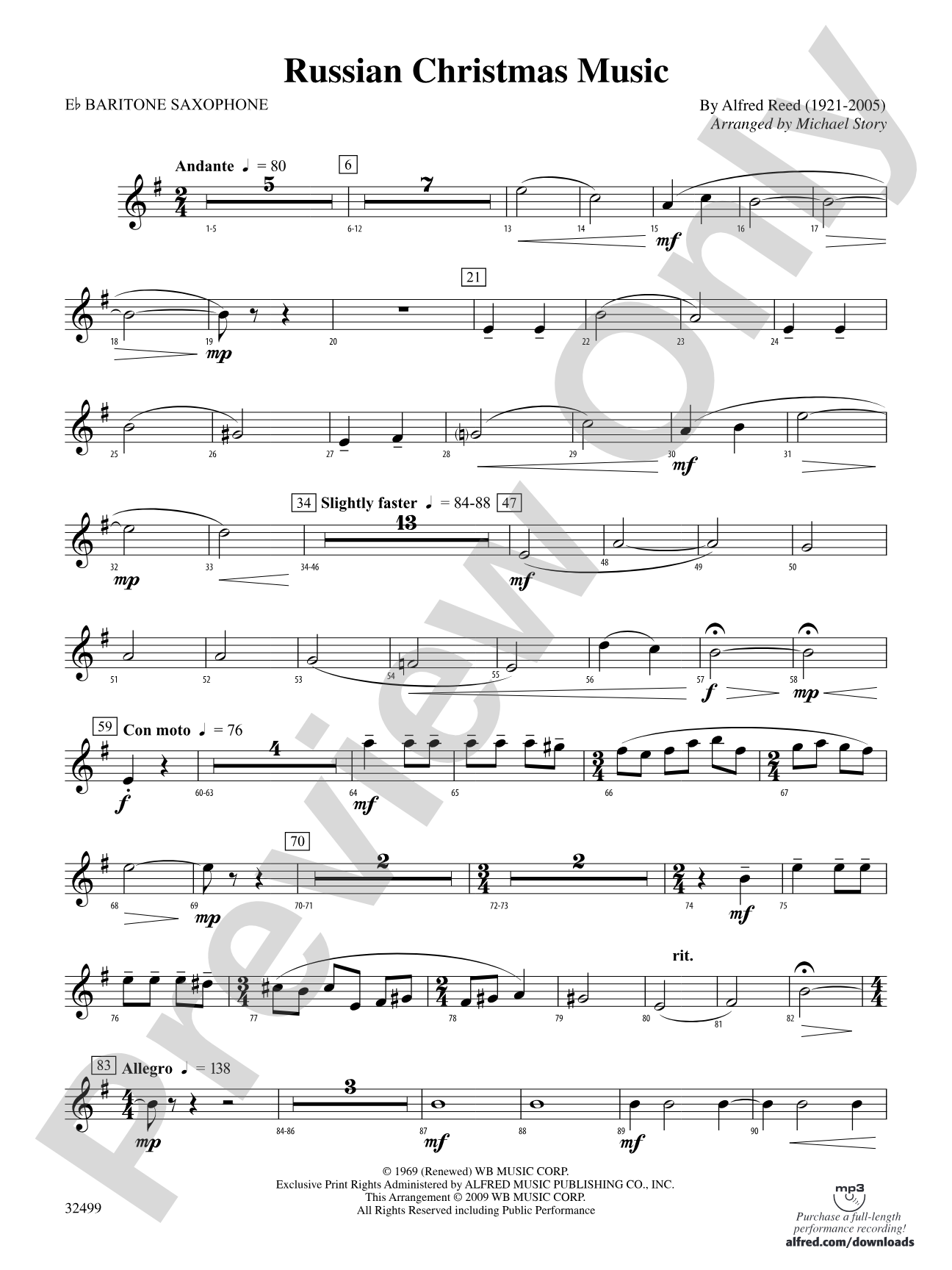 Russian Christmas Music: E-flat Baritone Saxophone