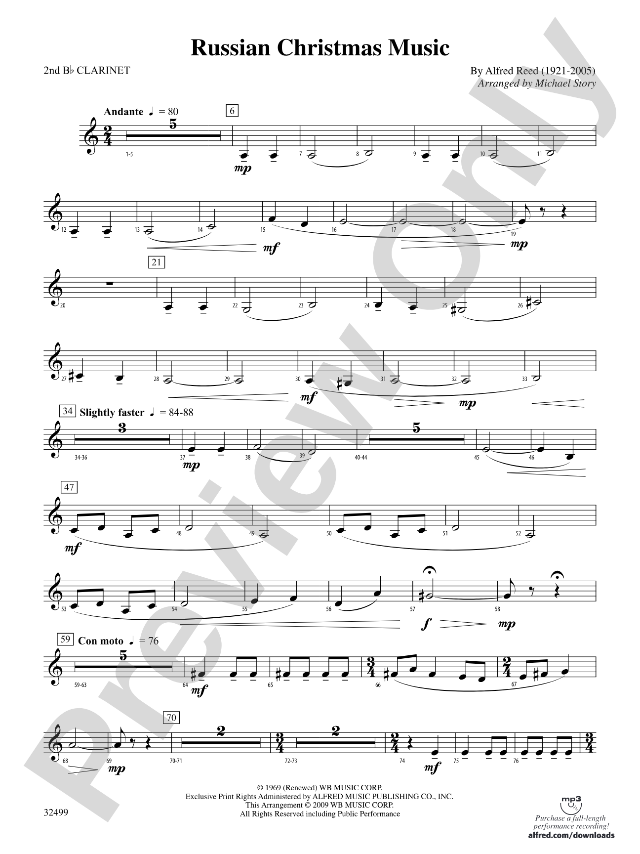 Russian Christmas Music: 2nd B-flat Clarinet
