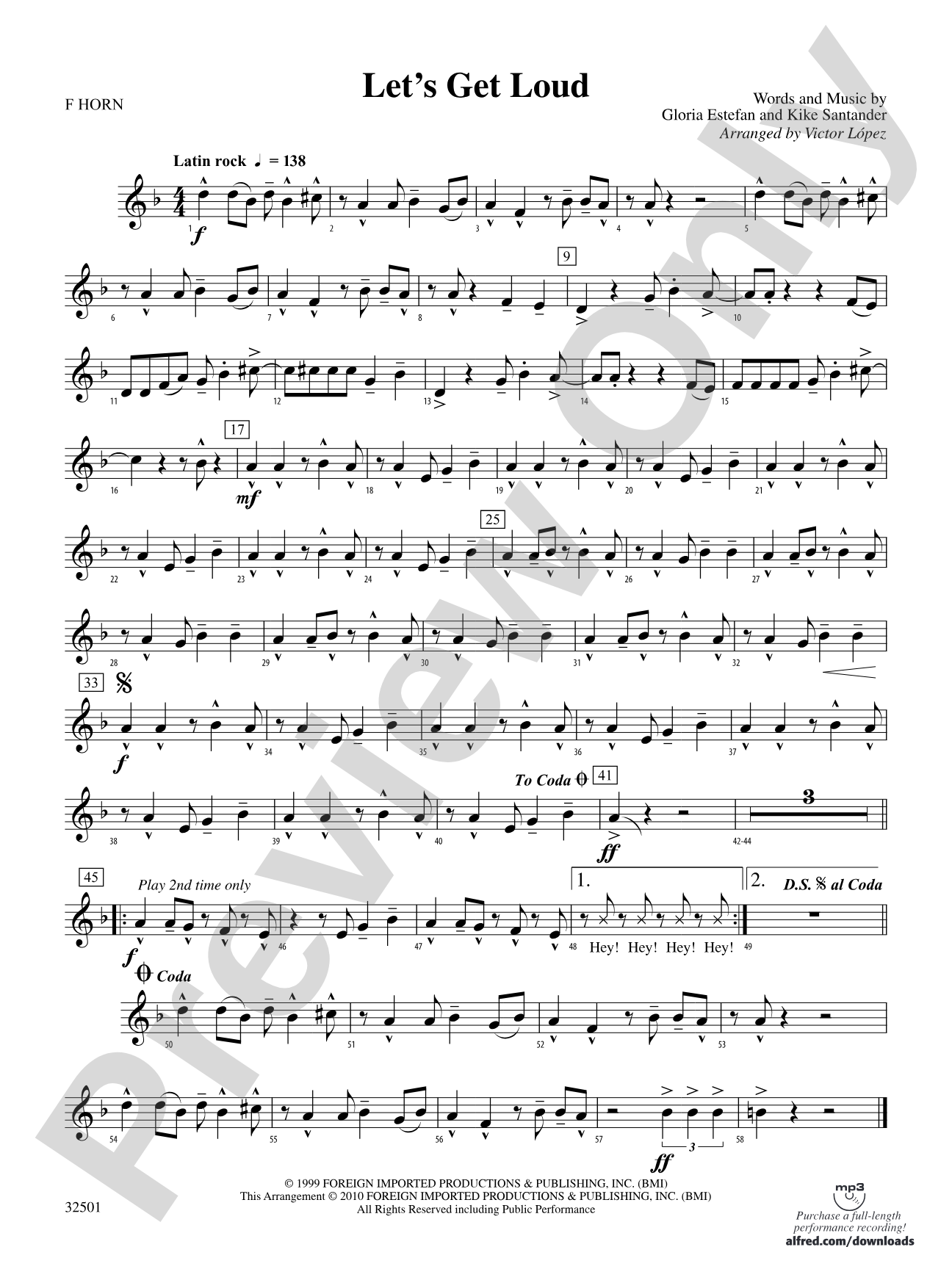 Let's Get Loud: 1st F Horn