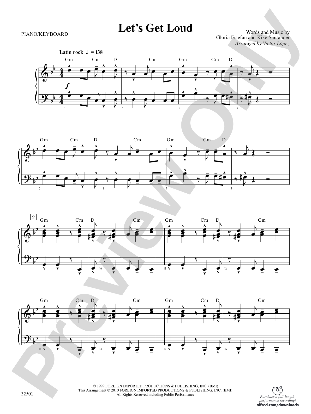 Let's Get Loud: Piano Accompaniment
