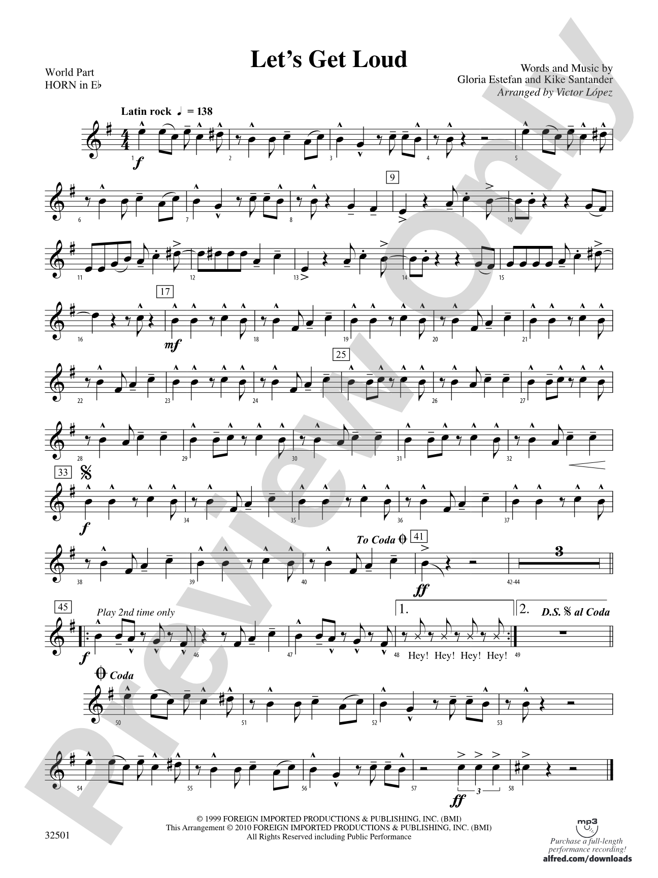 Let's Get Loud: (wp) 1st Horn in E-flat