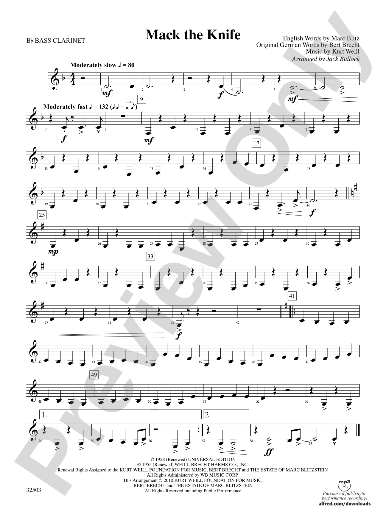 Mack the Knife: B-flat Bass Clarinet