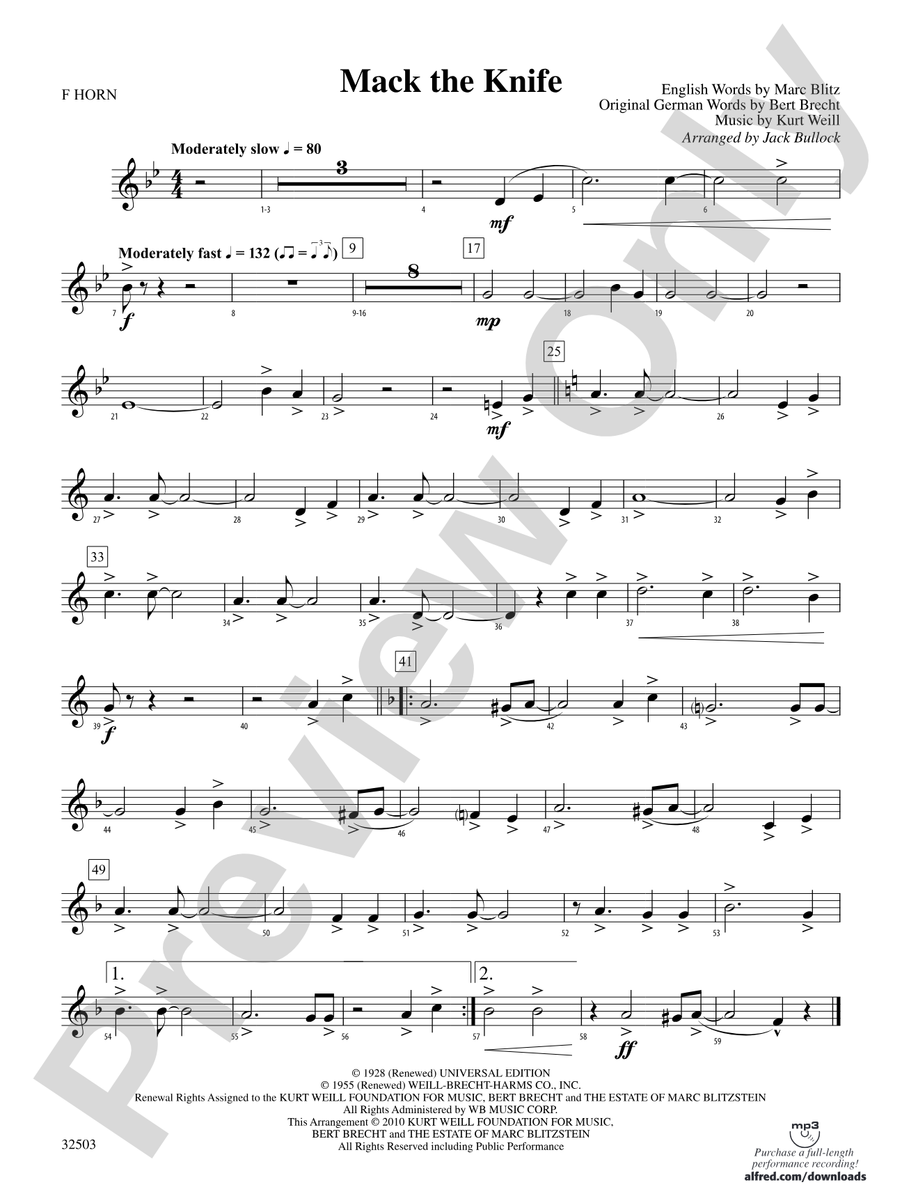 Mack the Knife: 1st F Horn