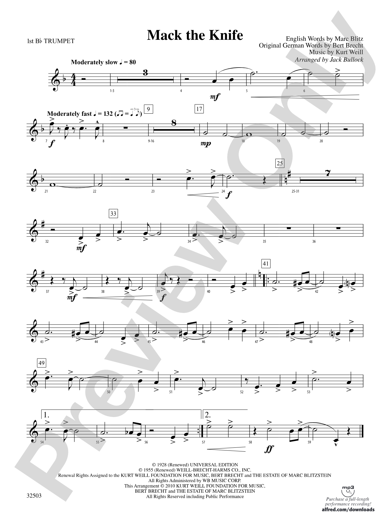Mack the Knife: 1st B-flat Trumpet