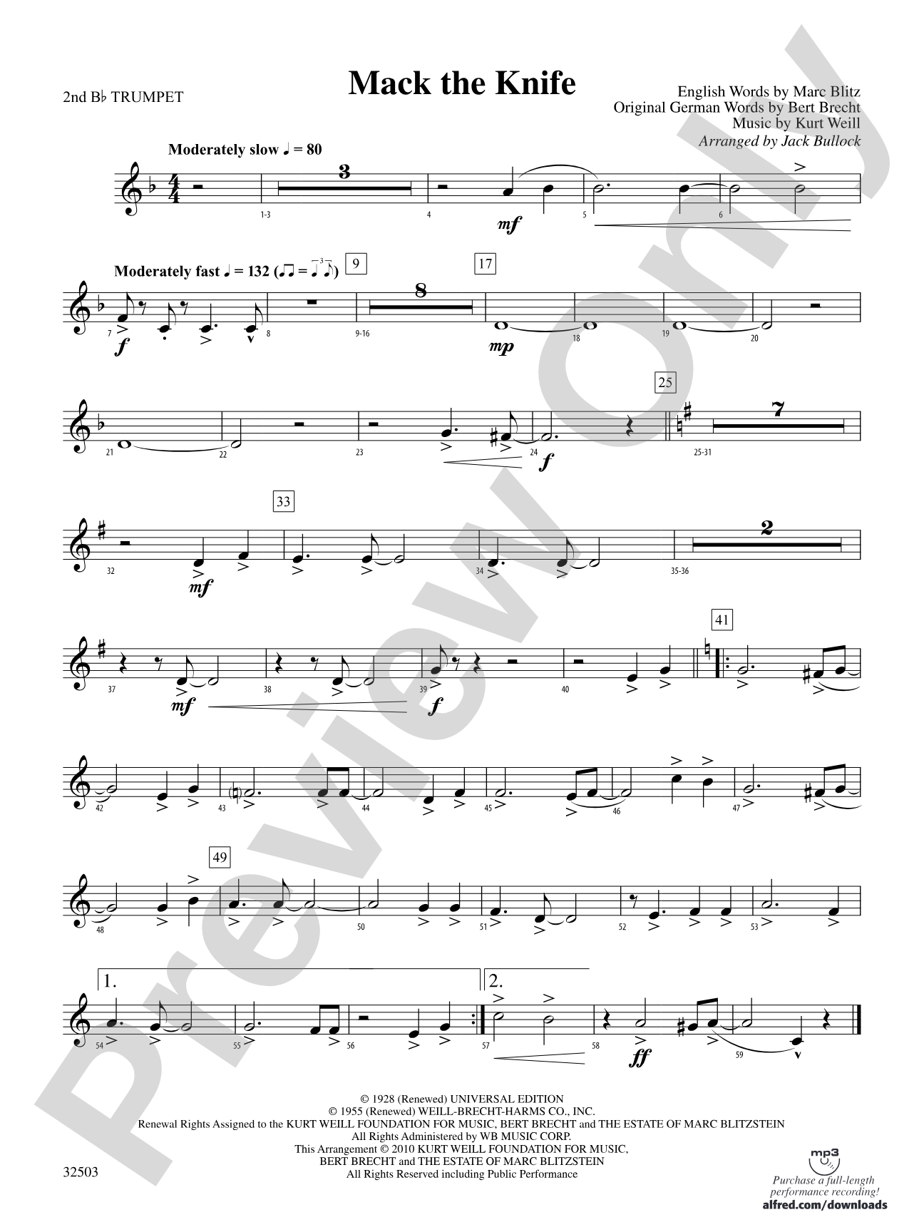 Mack the Knife: 2nd B-flat Trumpet