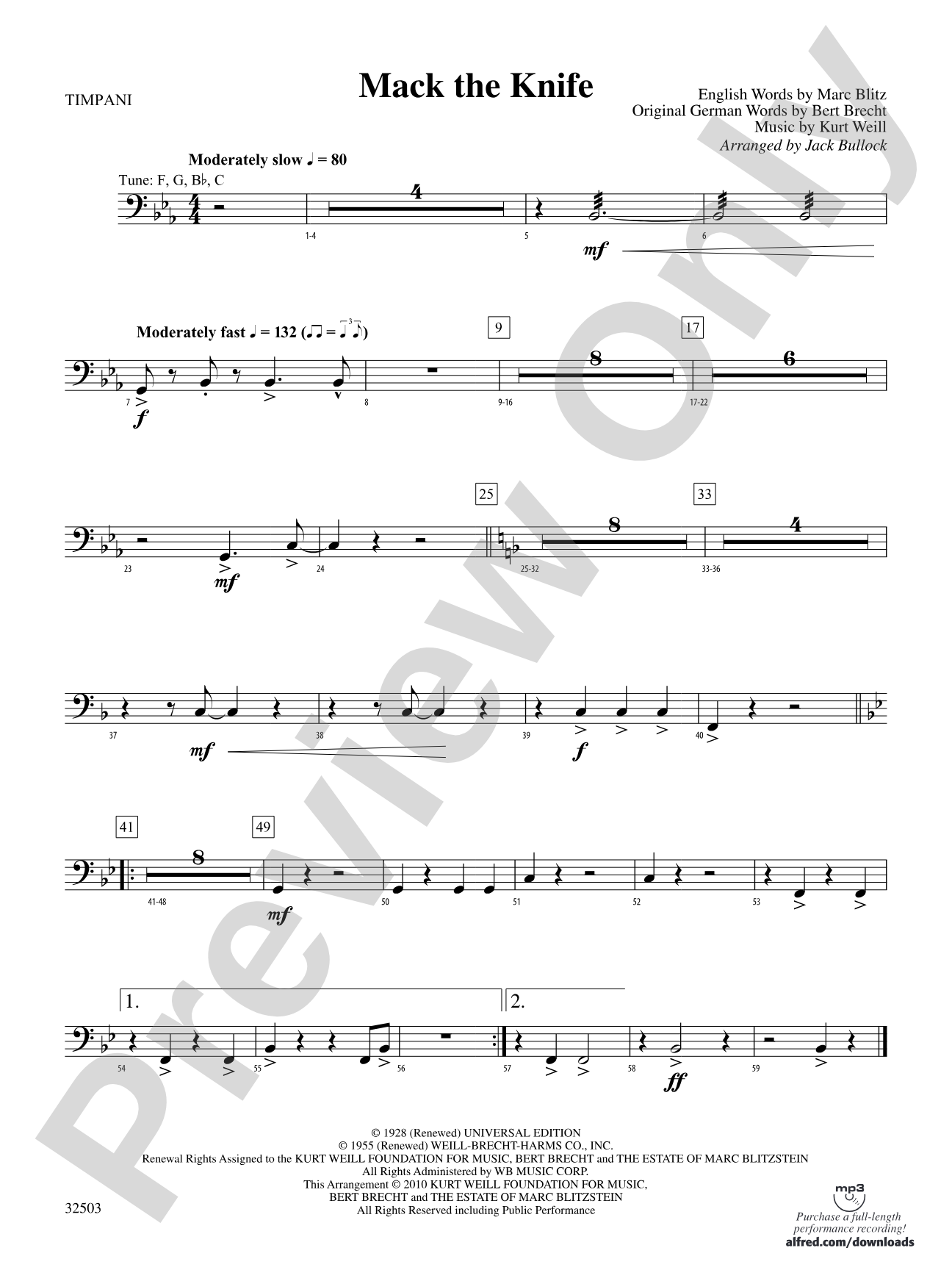 Mack the Knife: Timpani