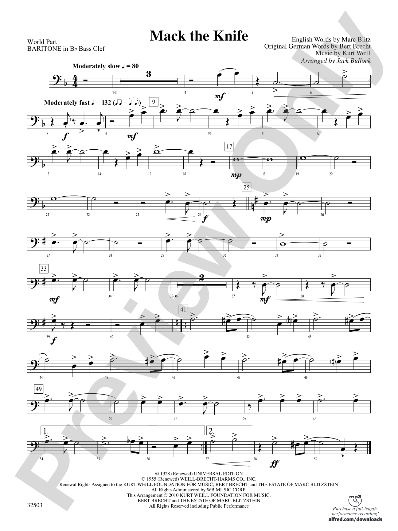 Mack the Knife: (wp) B-flat Baritone B.C.