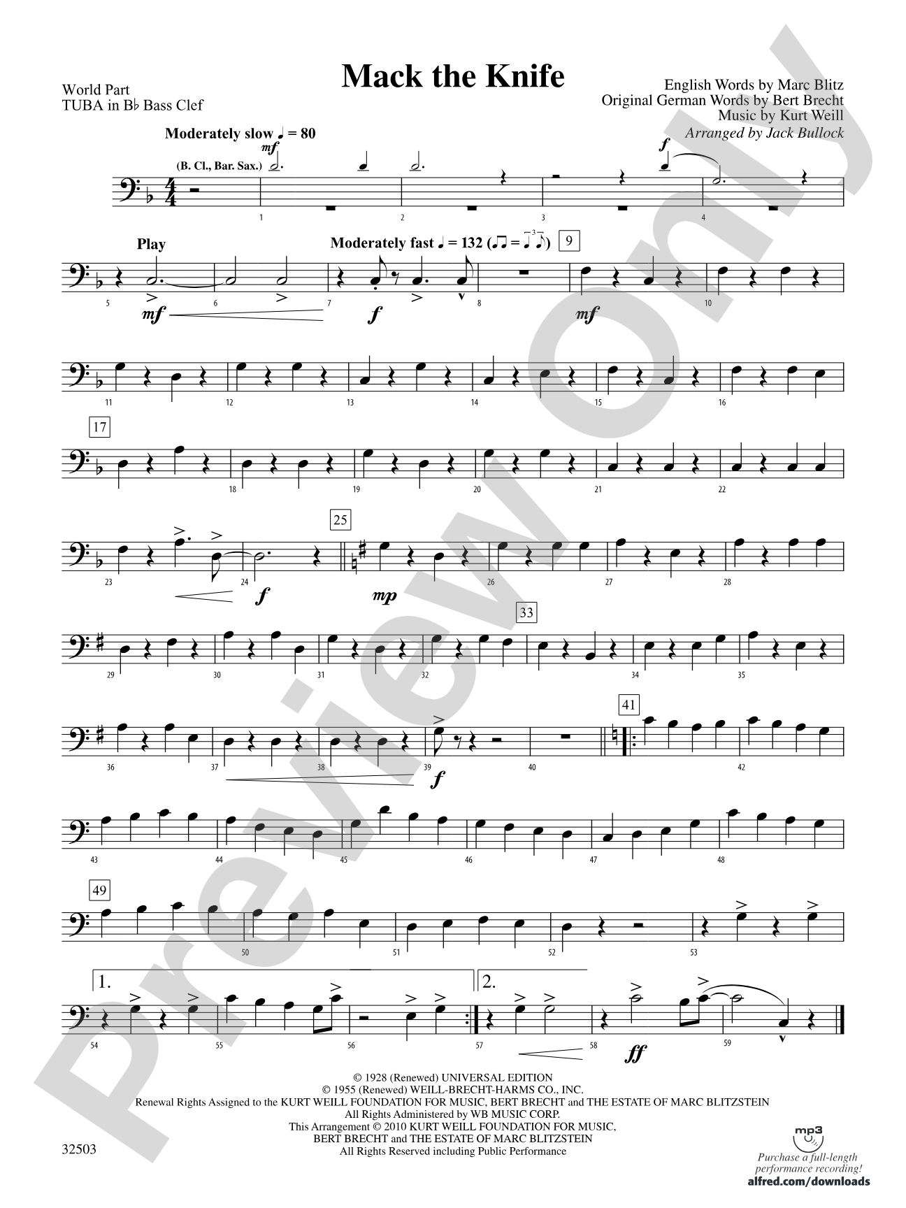 Mack the Knife: (wp) B-flat Tuba B.C.