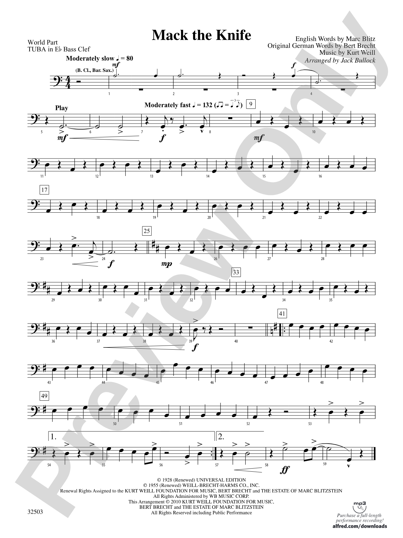 Mack the Knife: (wp) E-flat Tuba B.C.