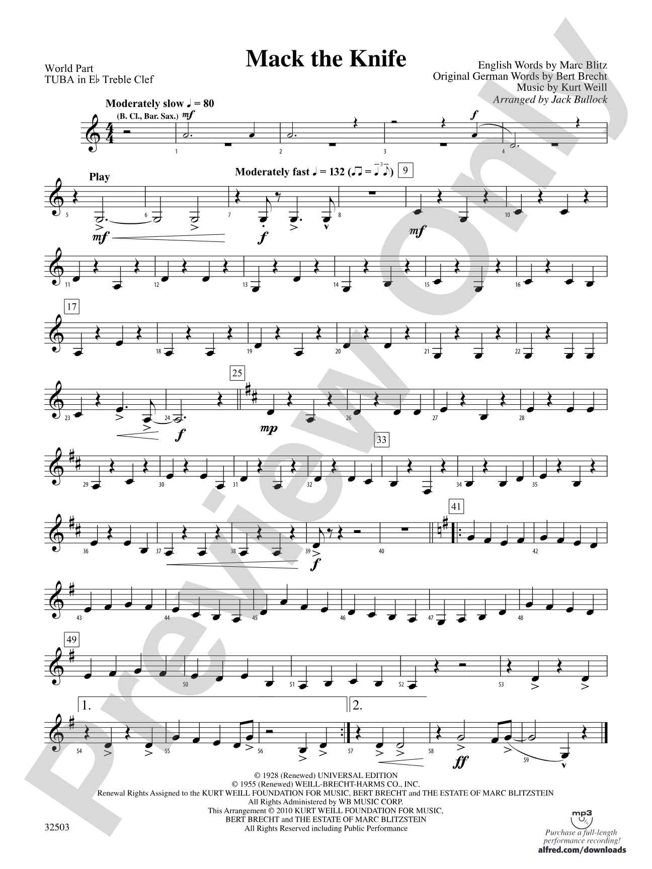 Mack the Knife: (wp) E-flat Tuba T.C.