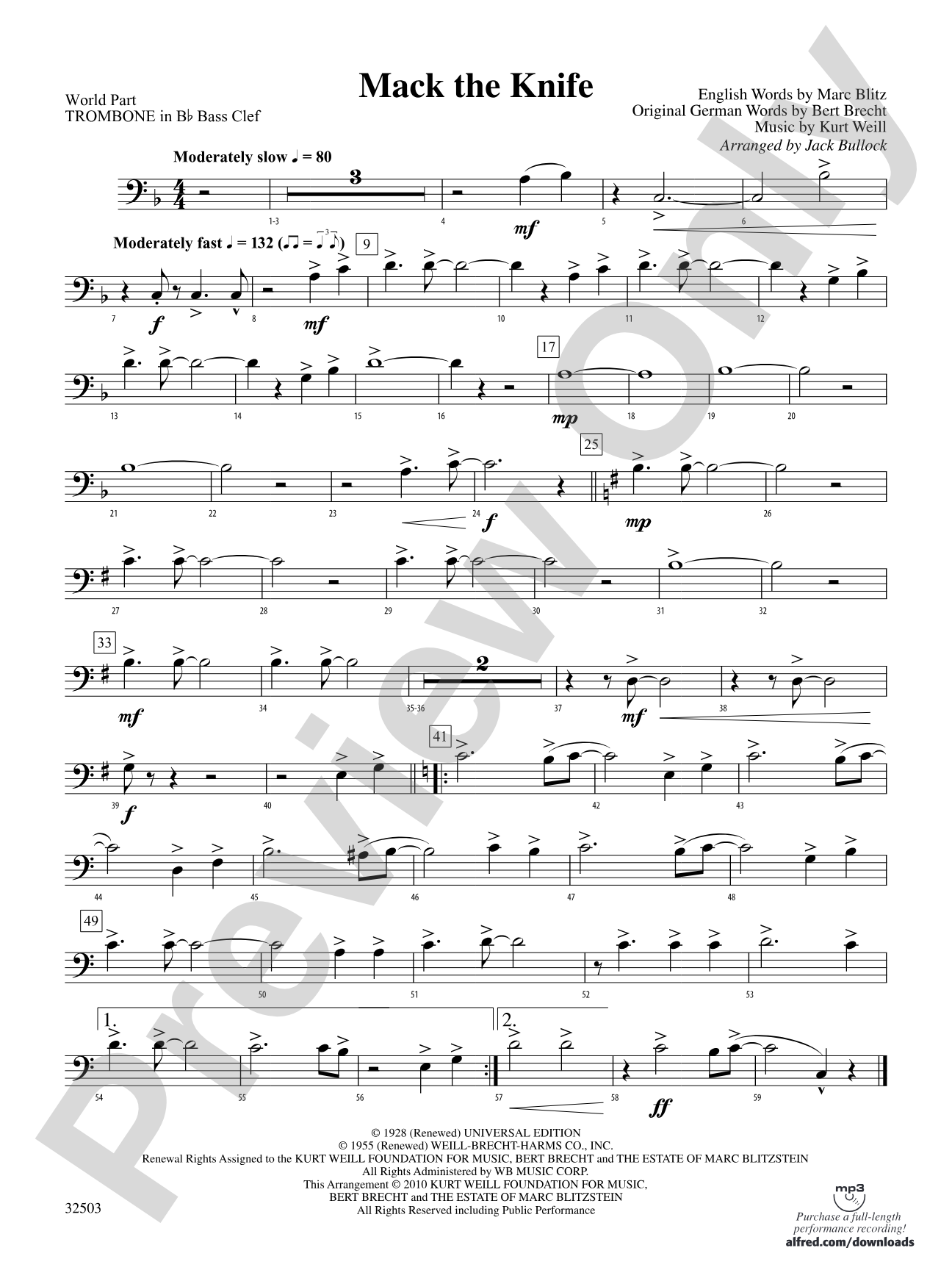 Mack the Knife: (wp) 1st B-flat Trombone B.C.