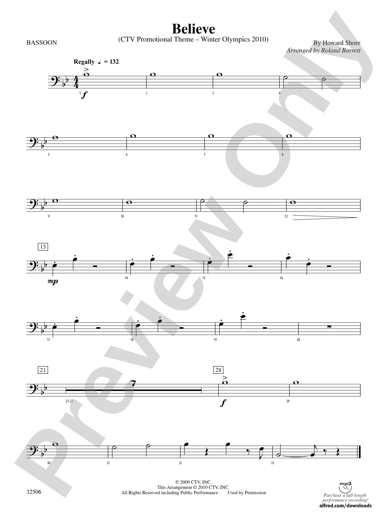 Believe (Winter Olympics 2010): Bassoon