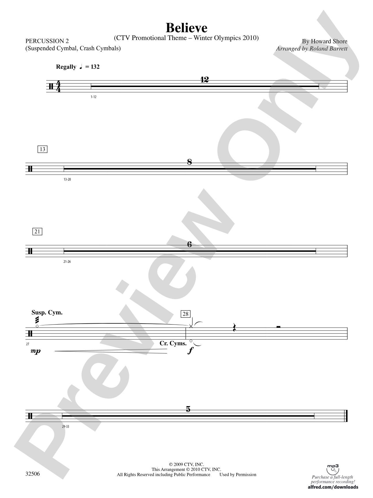 Believe (Winter Olympics 2010): 2nd Percussion