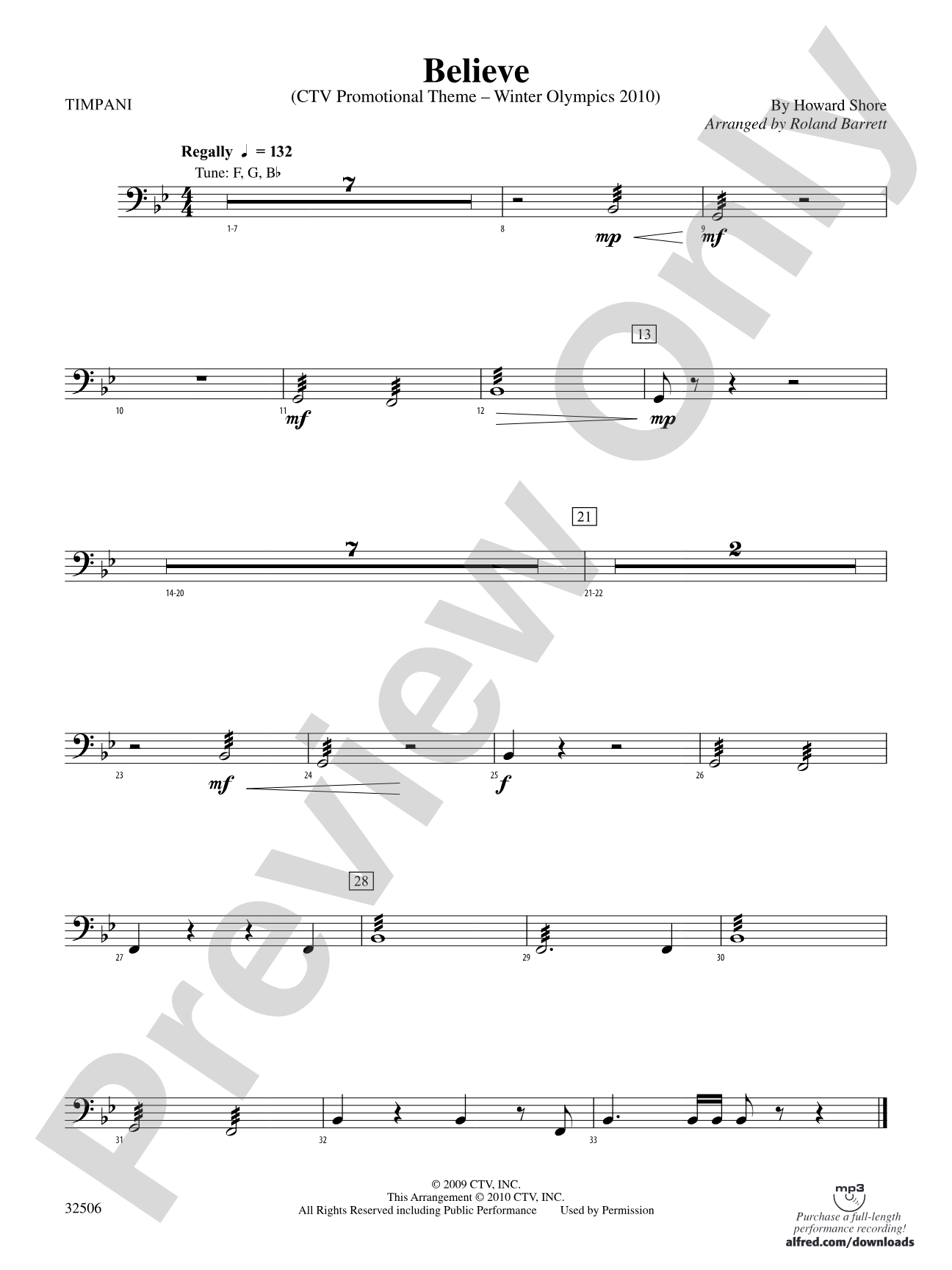 Believe (Winter Olympics 2010): Timpani