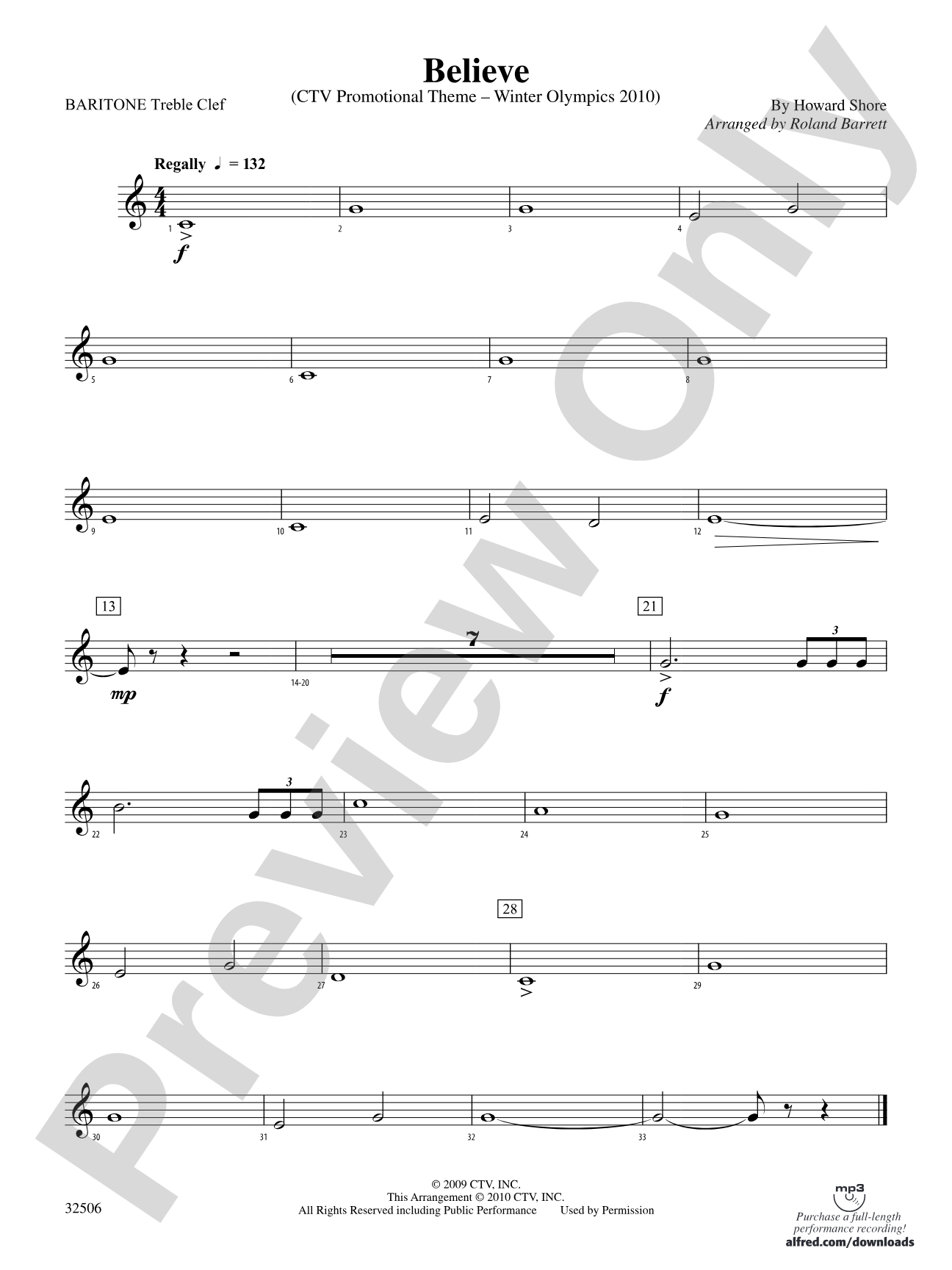 Believe (Winter Olympics 2010): (wp) Baritone T.C.