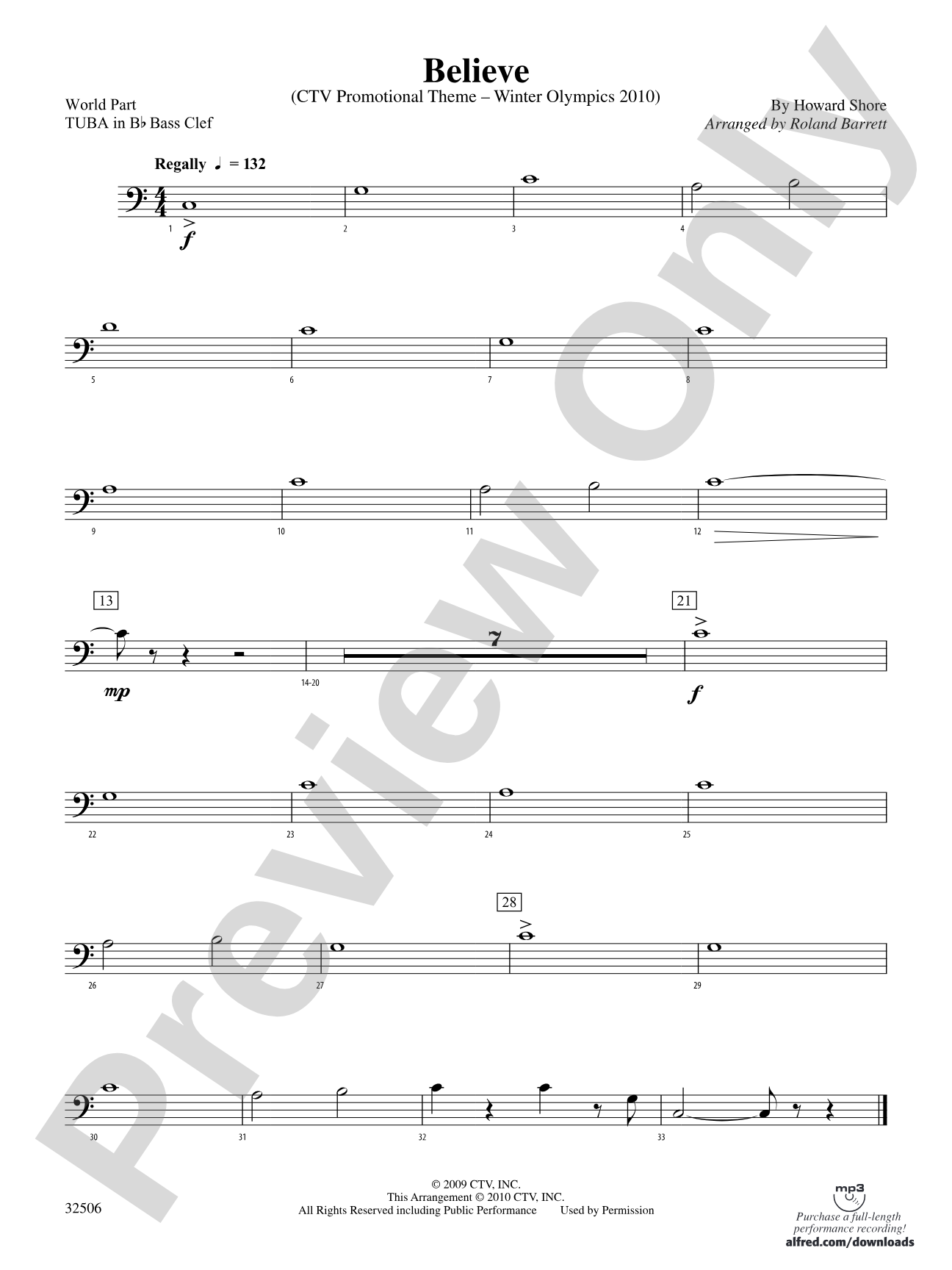 Believe (Winter Olympics 2010): (wp) B-flat Tuba B.C.