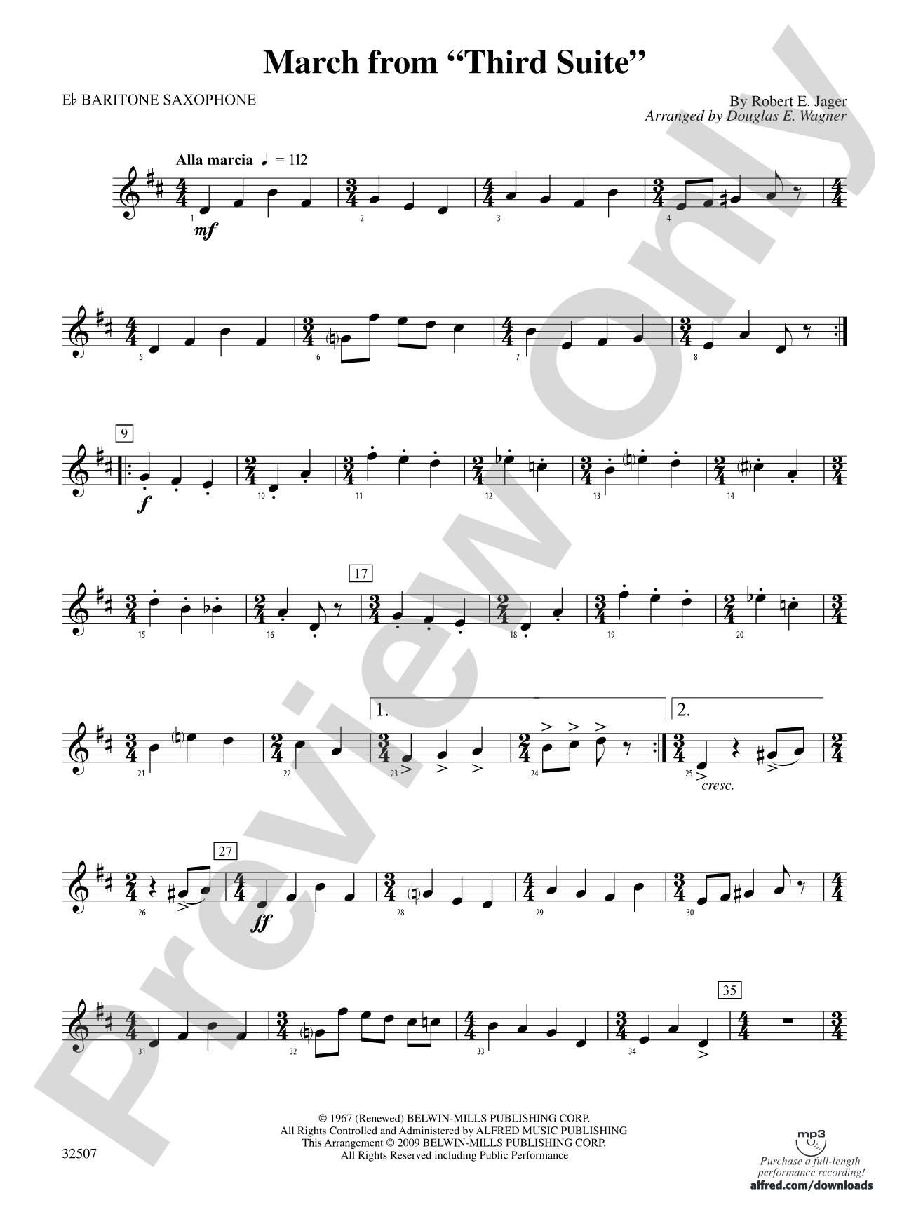 March from "Third Suite": E-flat Baritone Saxophone