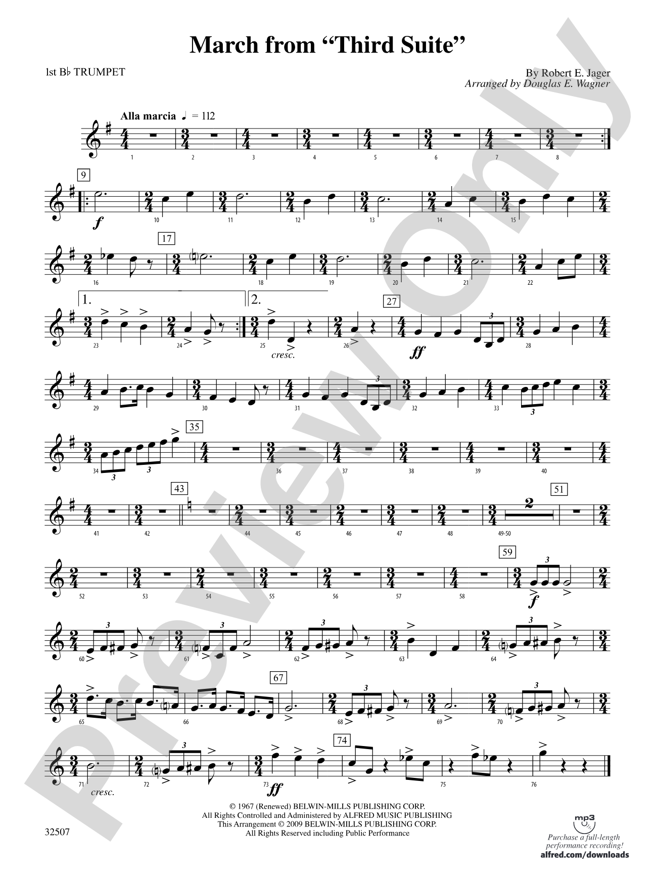 March from "Third Suite": 1st B-flat Trumpet