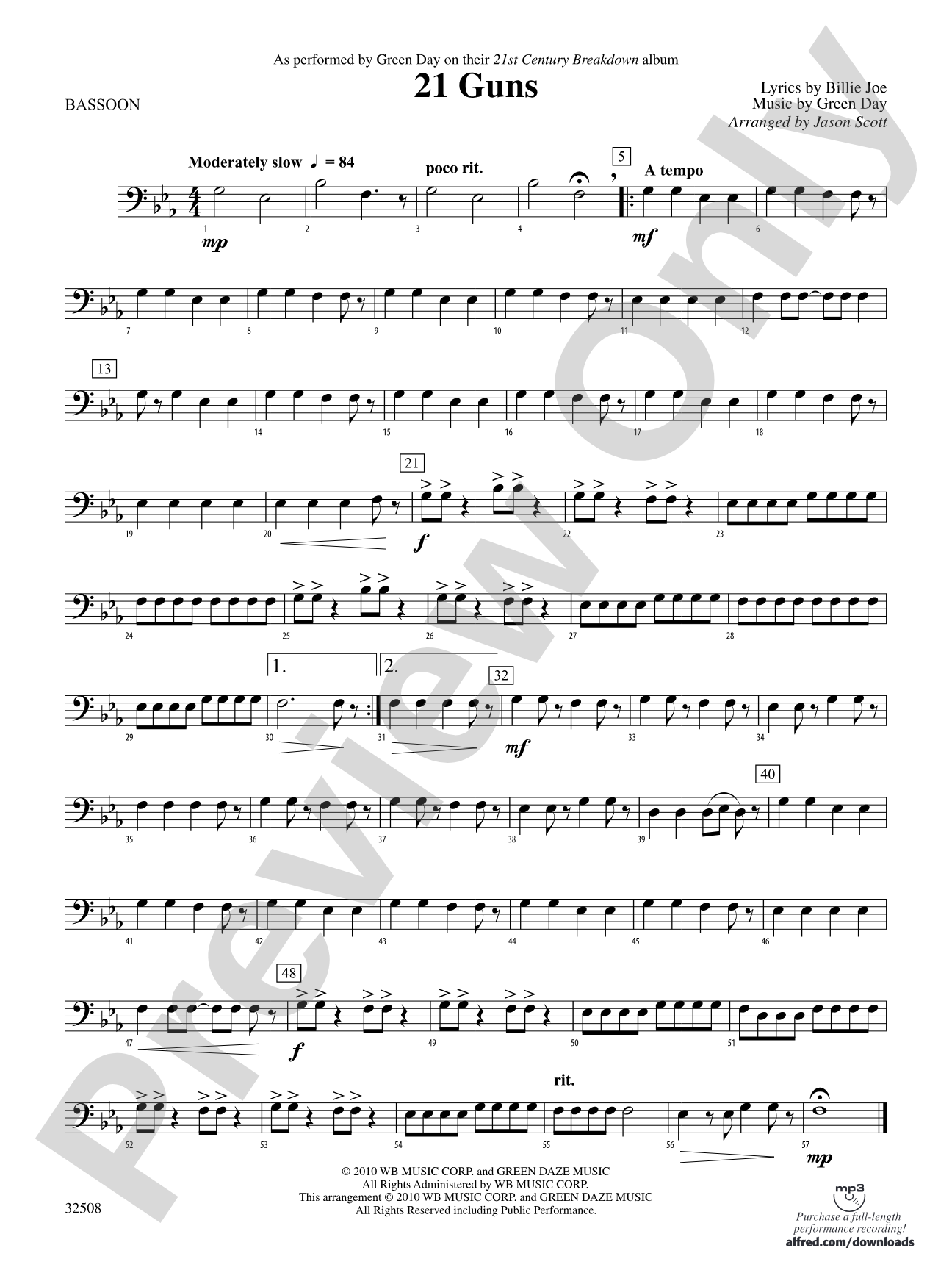 21 Guns: Bassoon