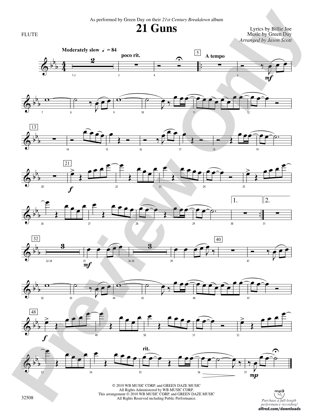 21 Guns: Flute