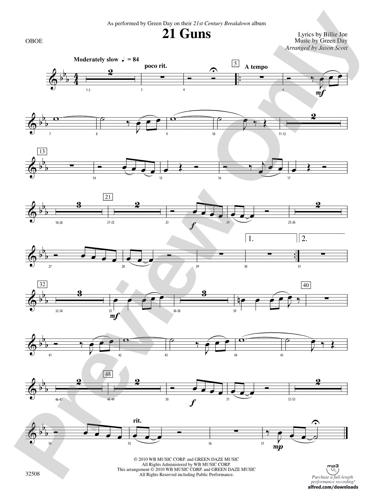 21 Guns: Oboe