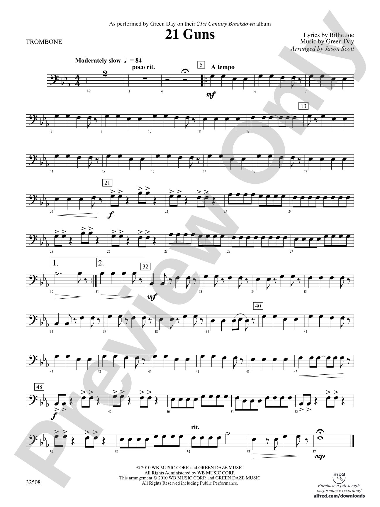 21 Guns: 1st Trombone