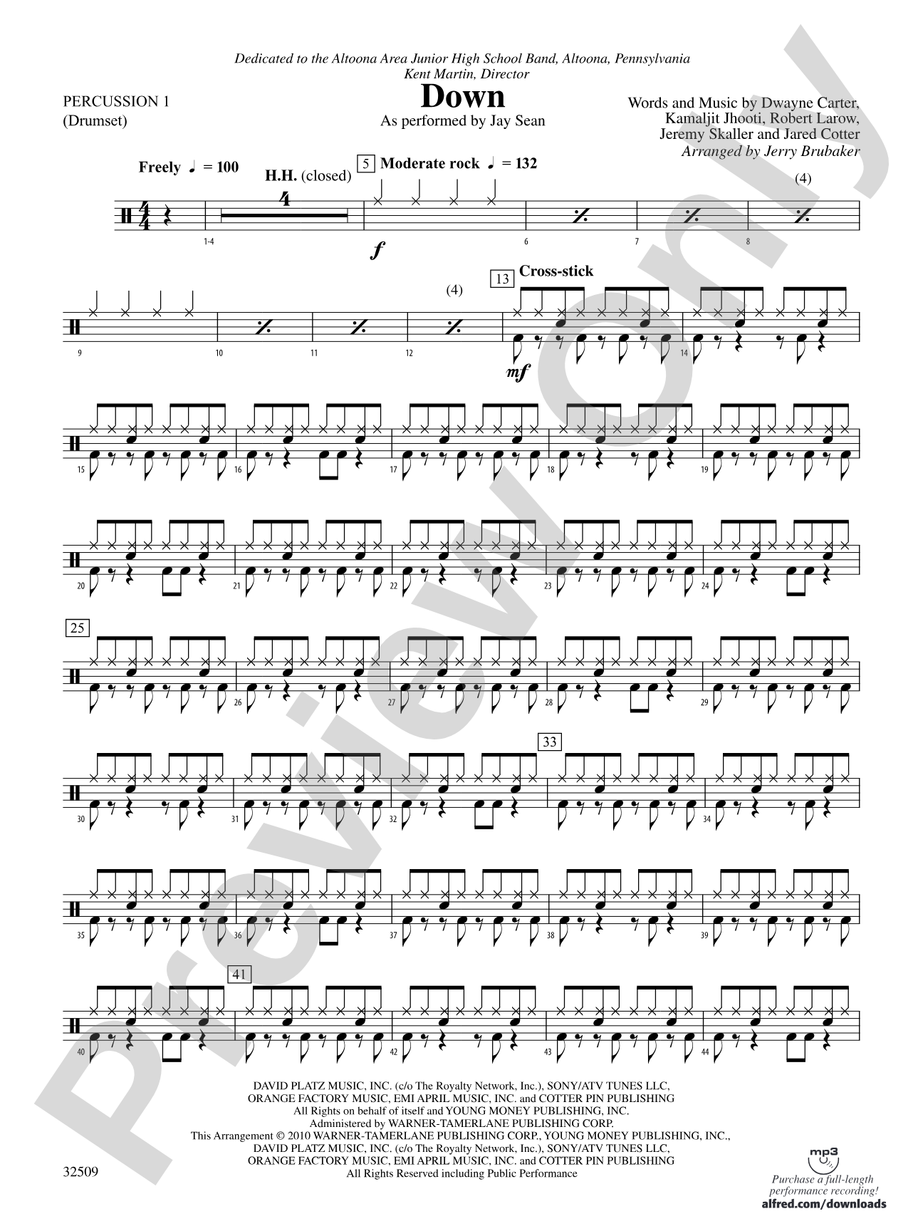 Down: 1st Percussion