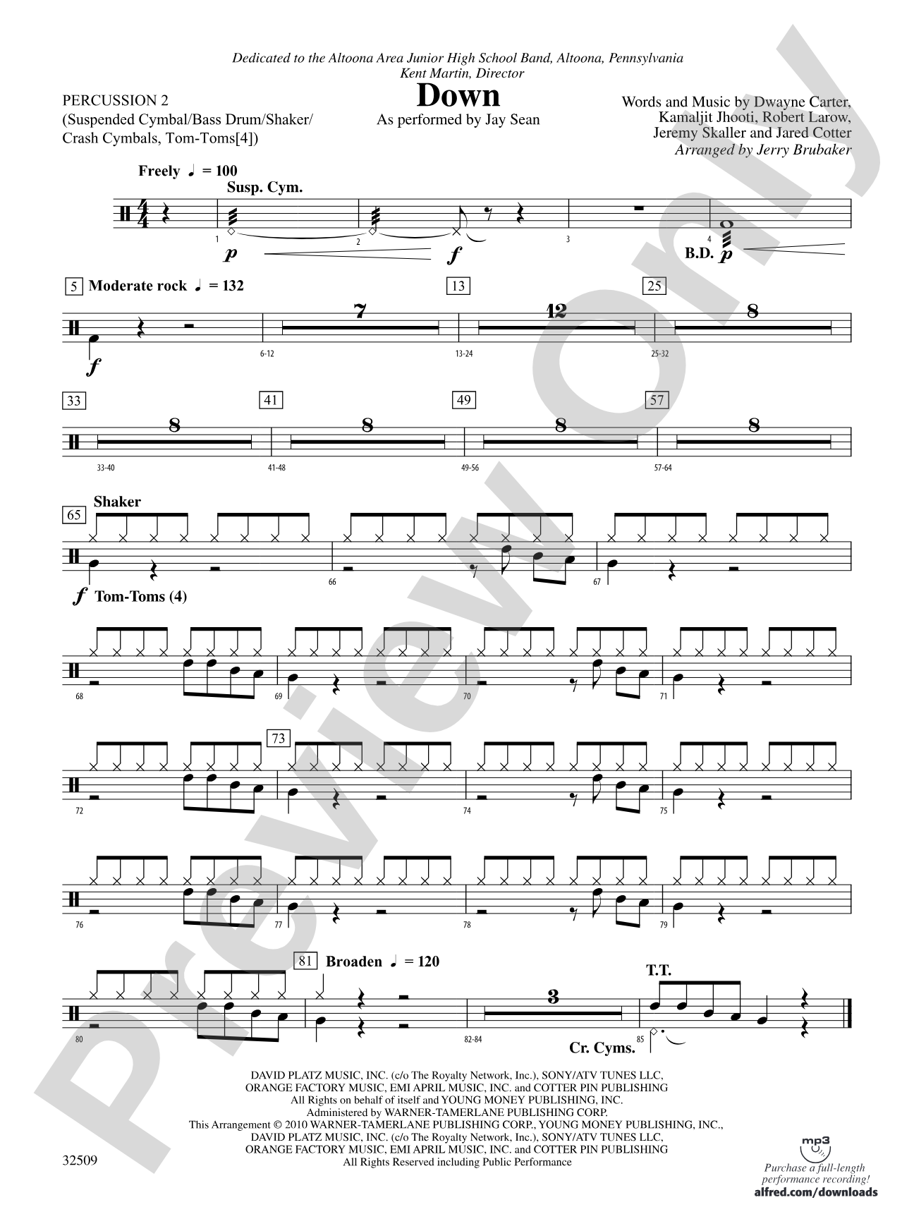 Down: 2nd Percussion