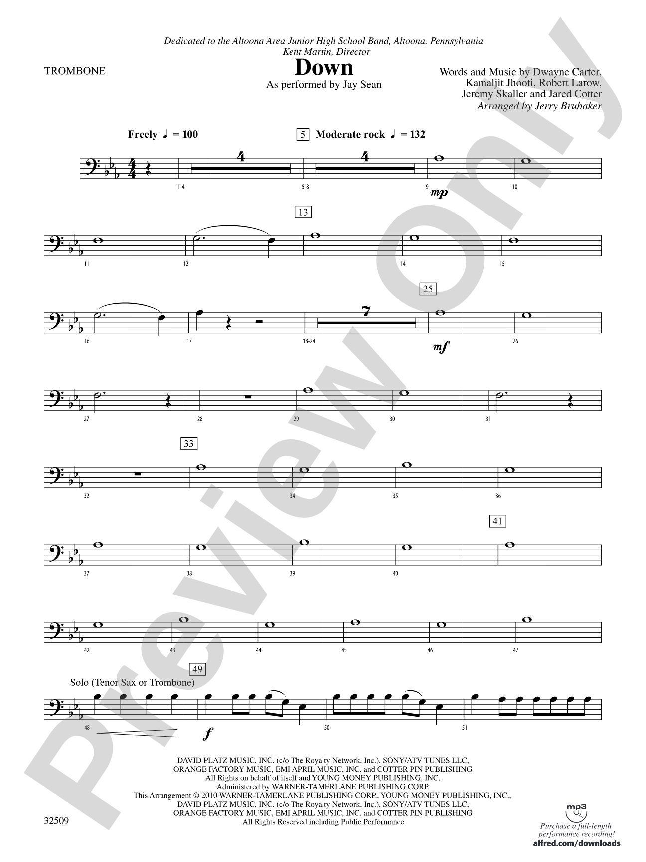 Down: 1st Trombone