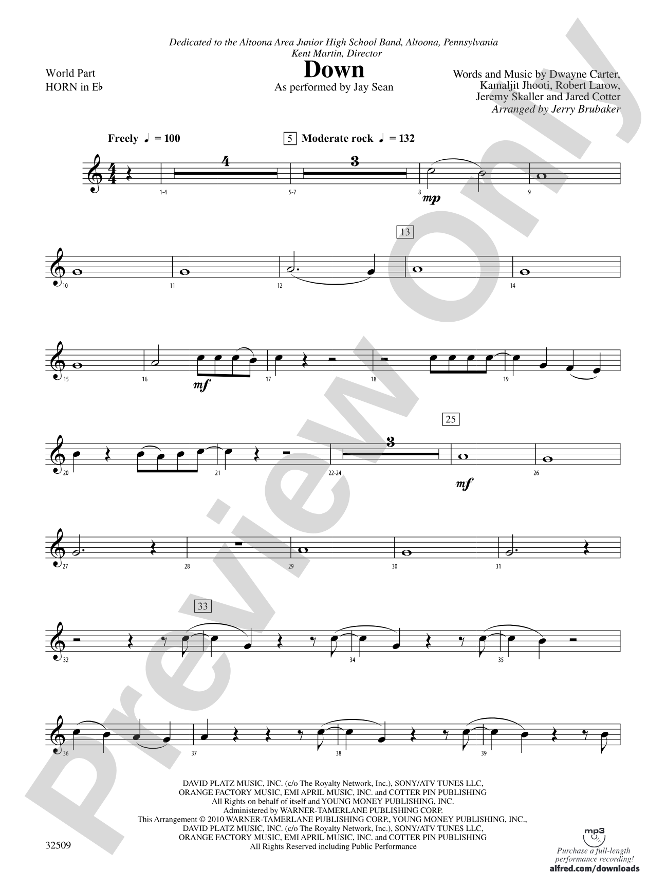 Down: (wp) 1st Horn in E-flat