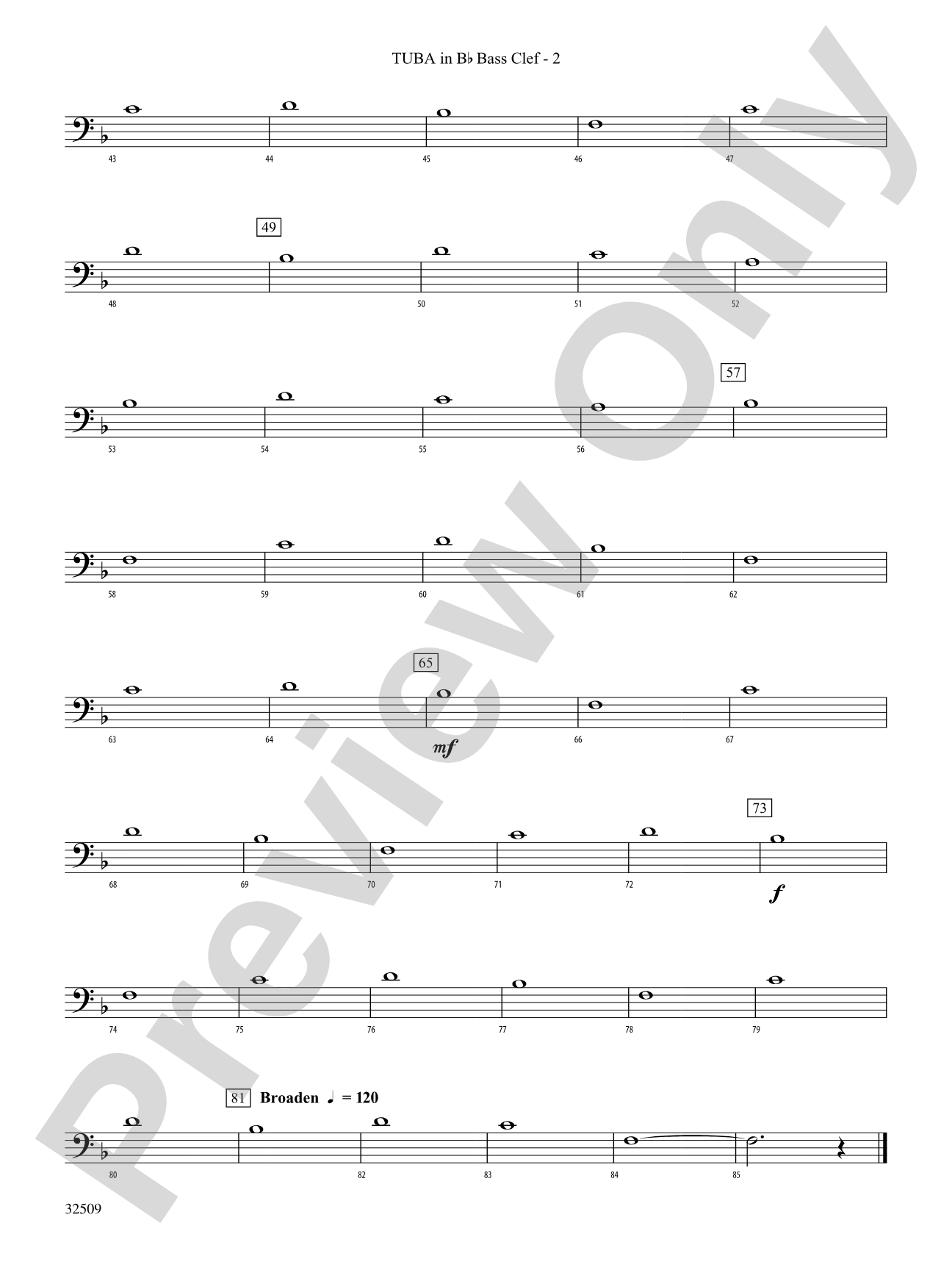 Down: (wp) B-flat Tuba B.C.