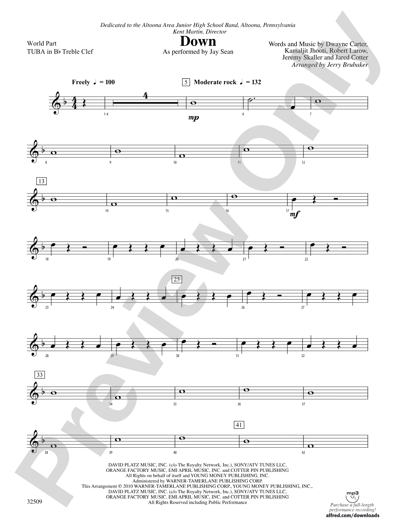 Down: (wp) B-flat Tuba T.C.