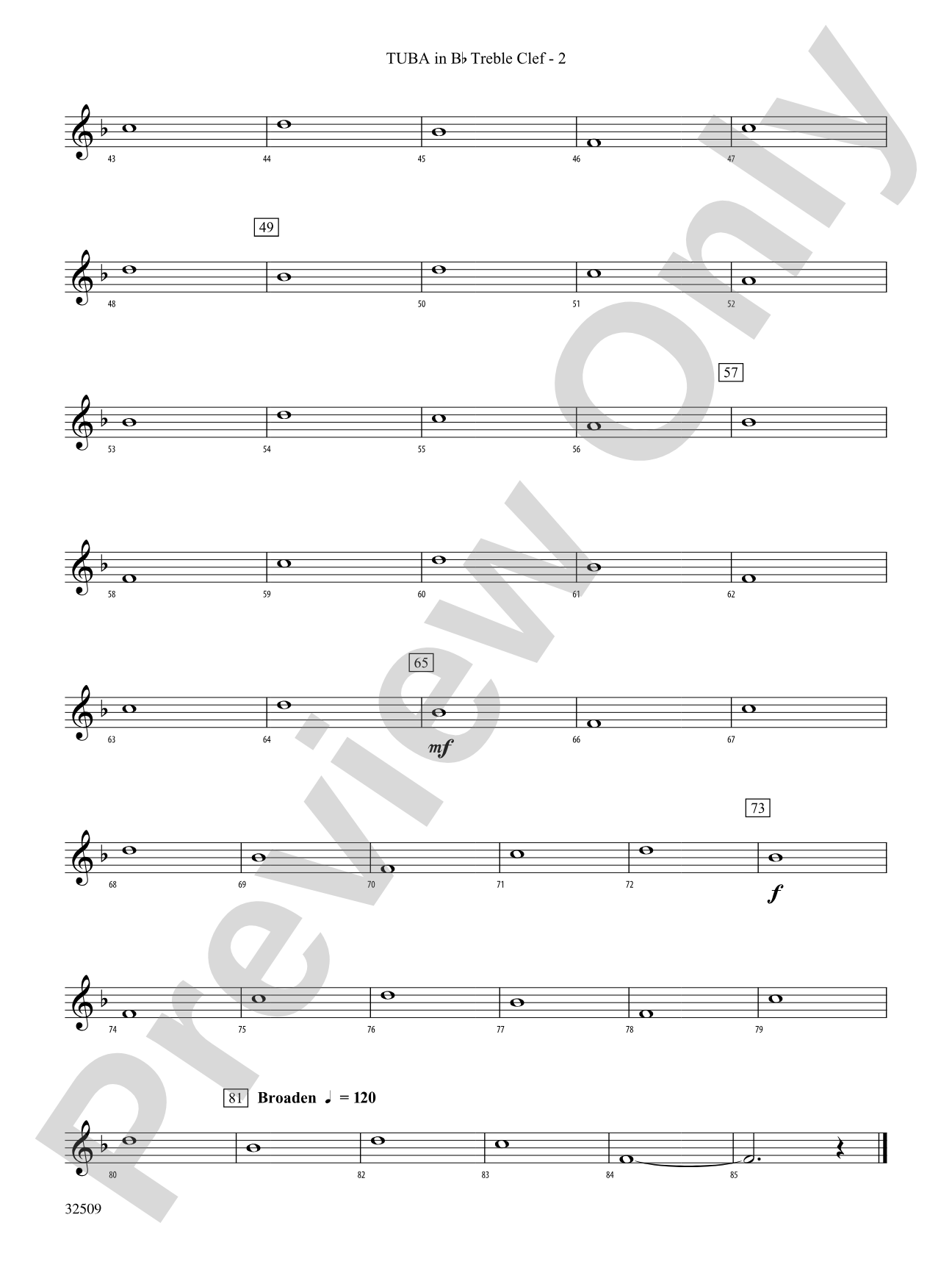 Down: (wp) B-flat Tuba T.C.
