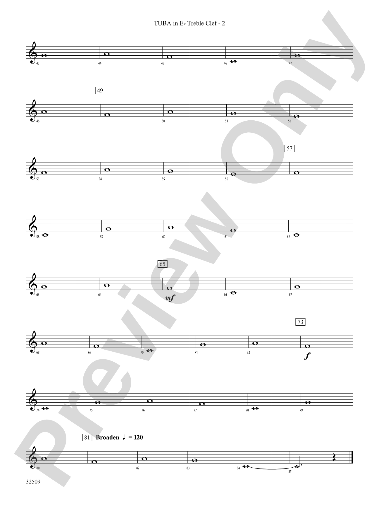 Down: (wp) E-flat Tuba T.C.