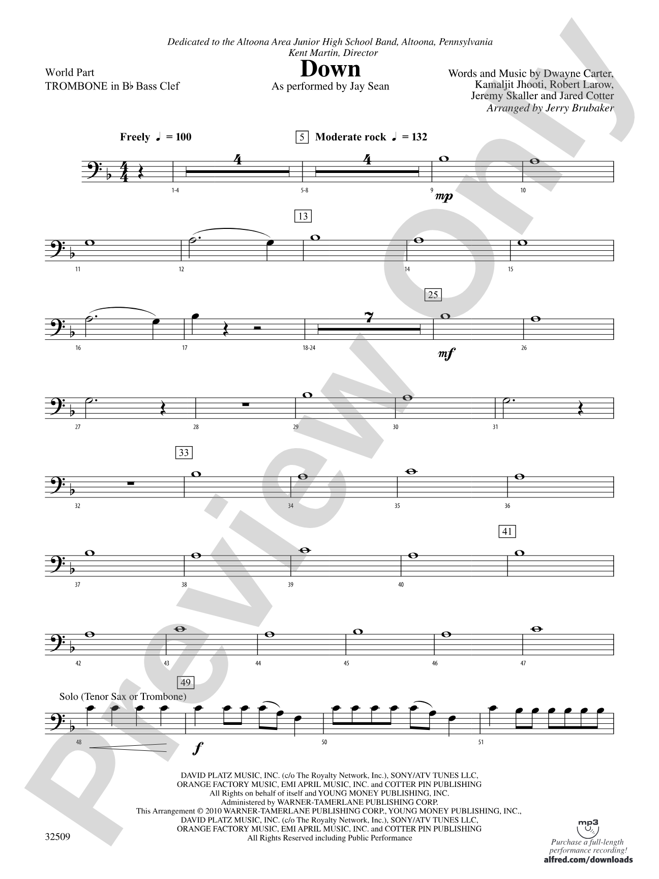 Down: (wp) 1st B-flat Trombone B.C.
