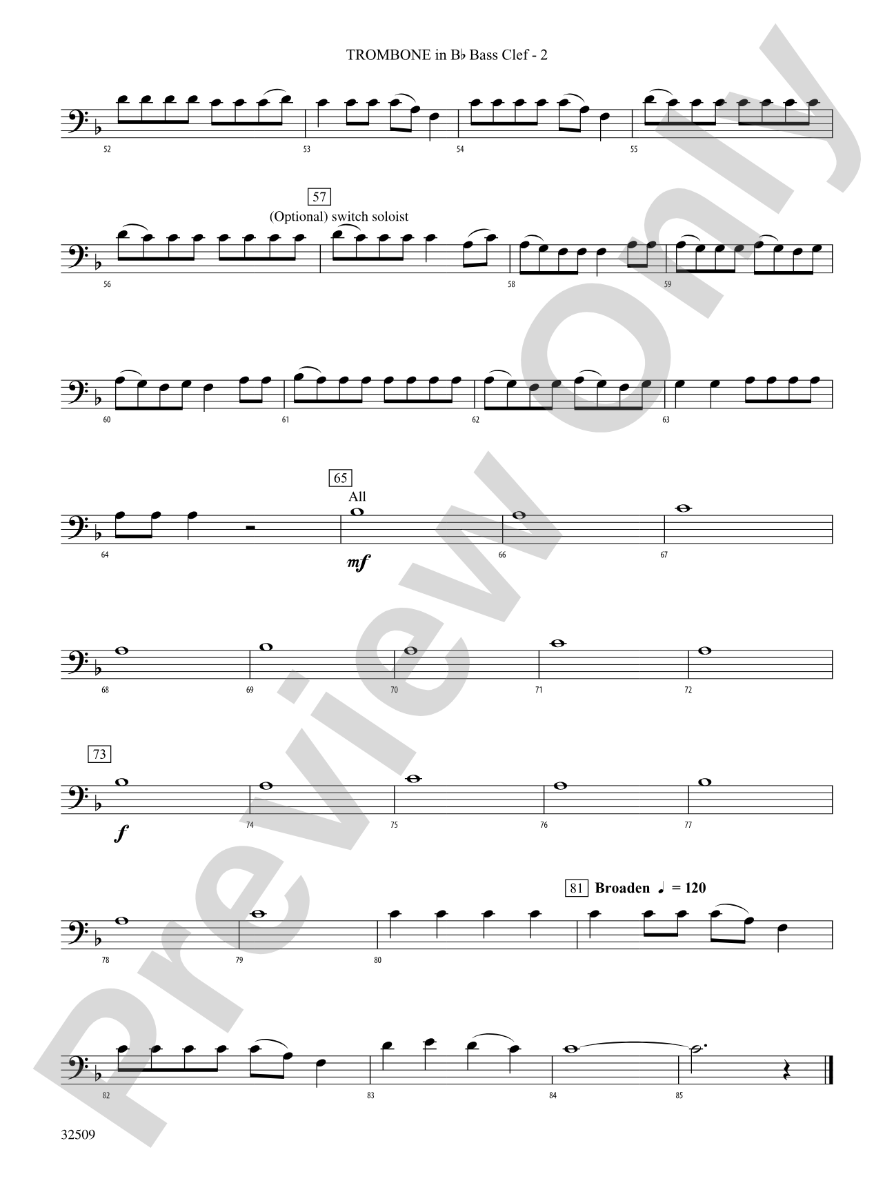 Down: (wp) 1st B-flat Trombone B.C.