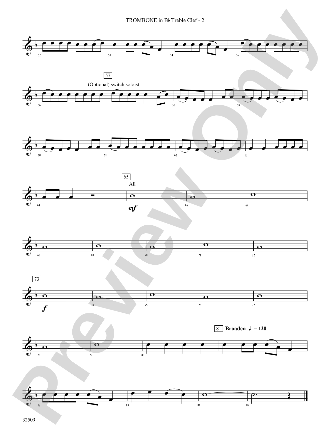 Down: (wp) 1st B-flat Trombone T.C.