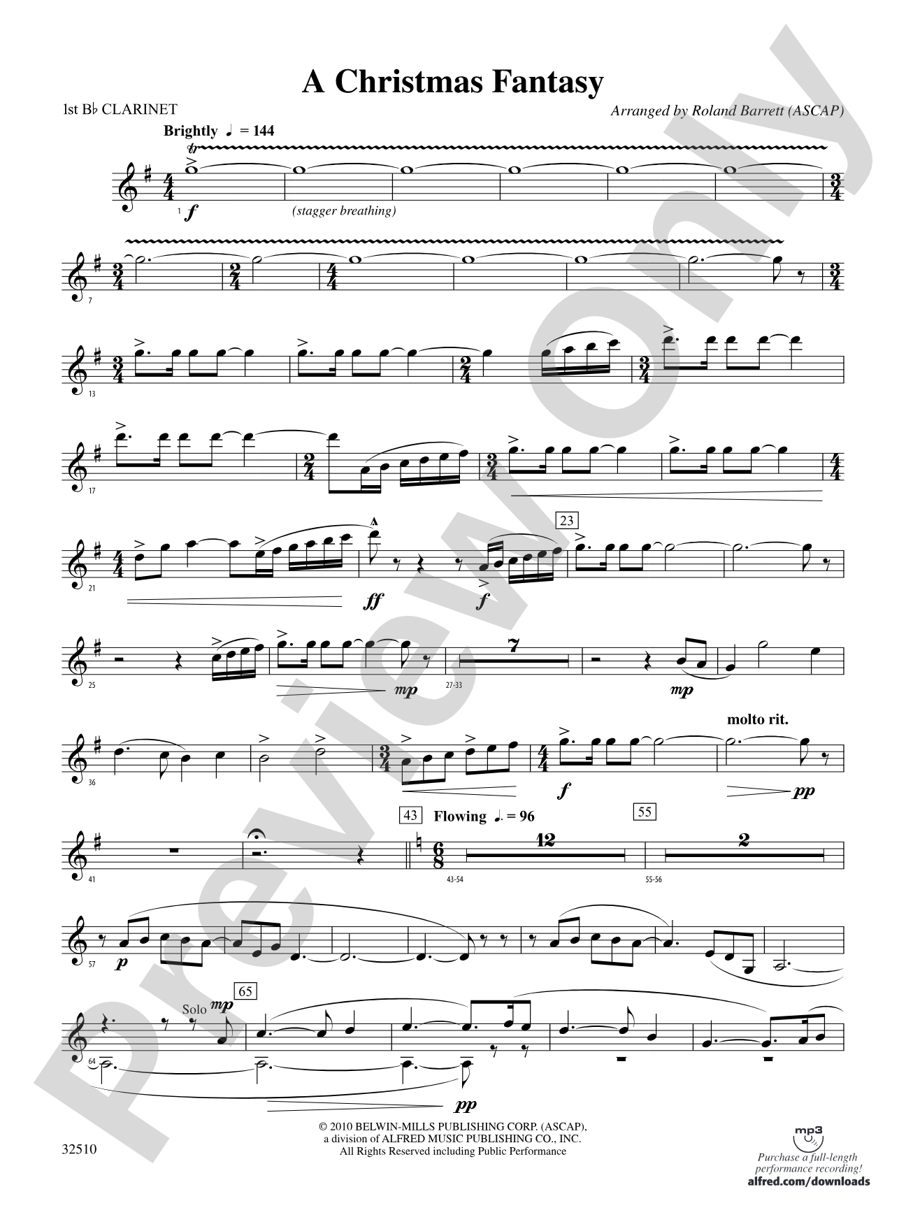 A Christmas Fantasy: 1st B-flat Clarinet