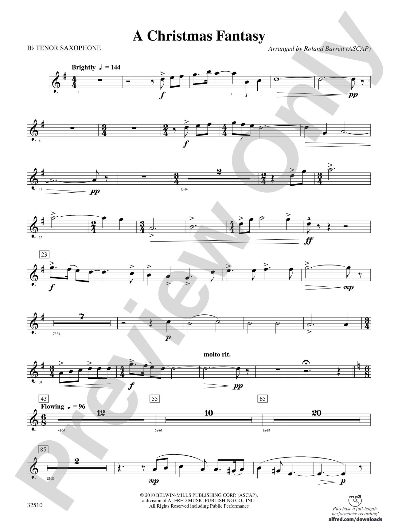A Christmas Fantasy: B-flat Tenor Saxophone