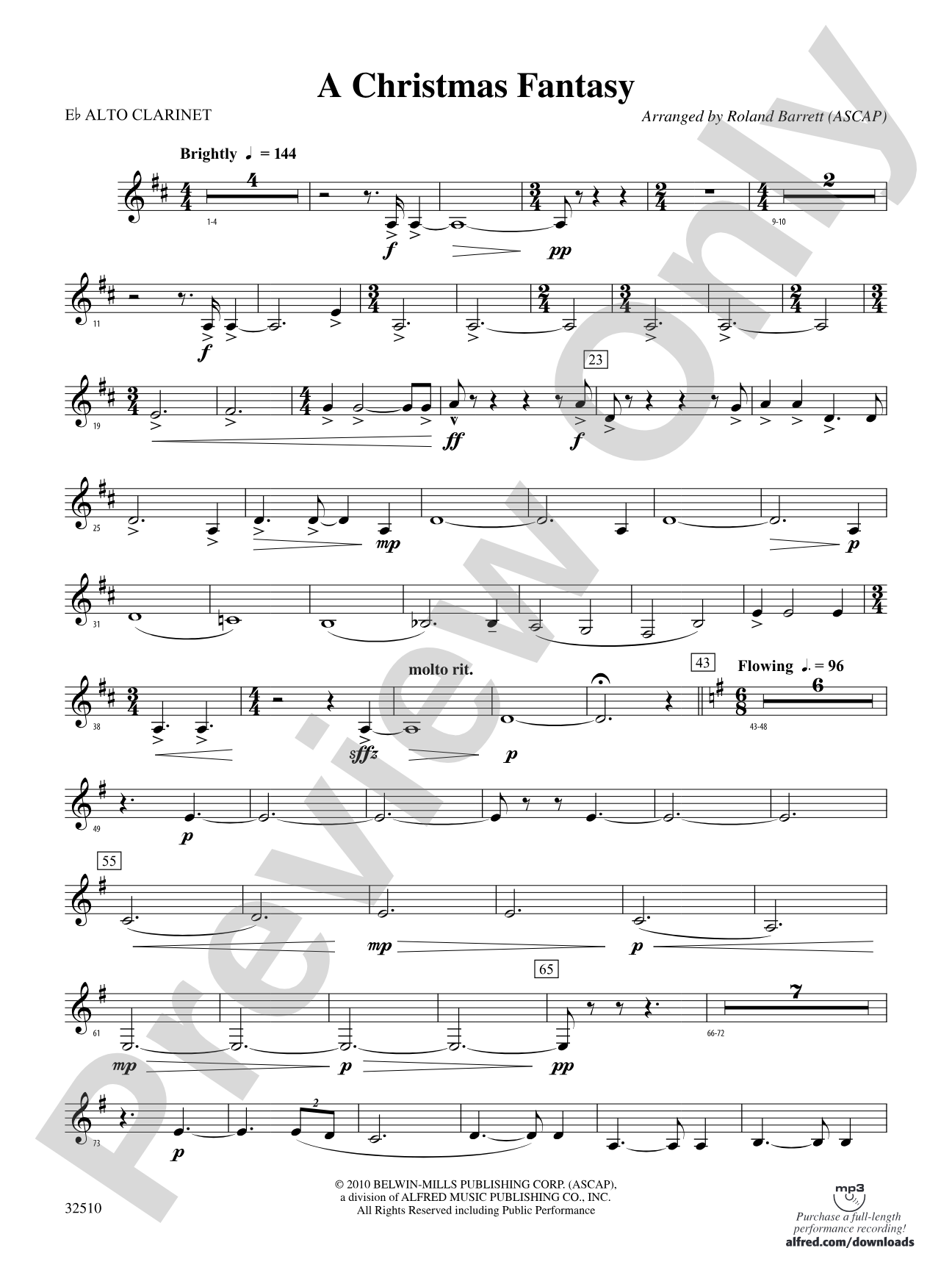 A Christmas Fantasy: (wp) E-flat Alto Clarinet
