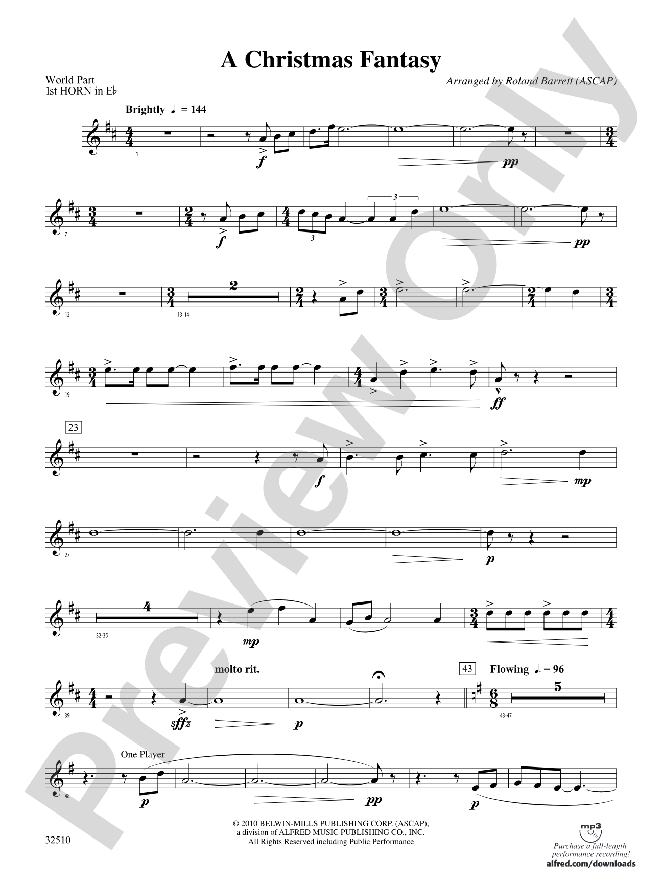 A Christmas Fantasy: (wp) 1st Horn in E-flat