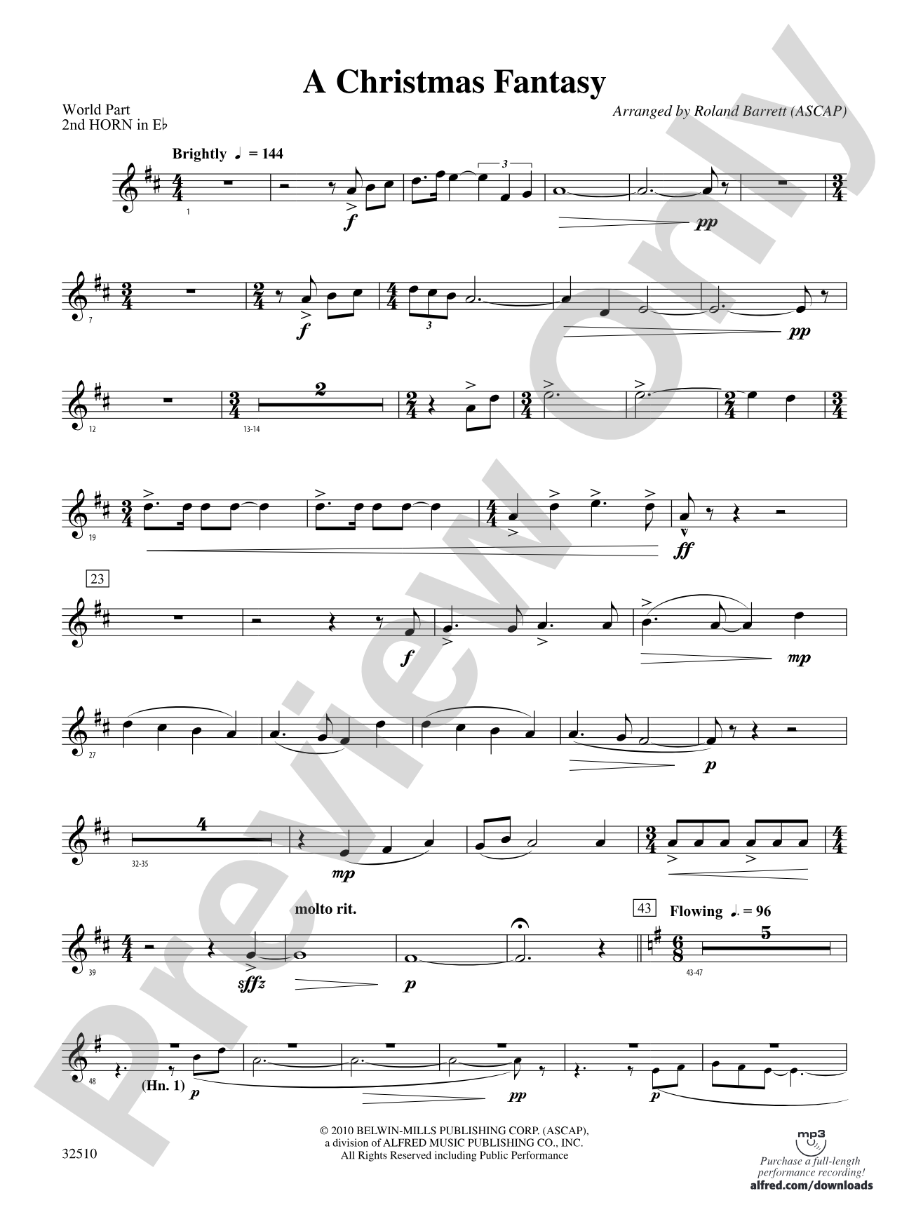 A Christmas Fantasy: (wp) 2nd Horn in E-flat