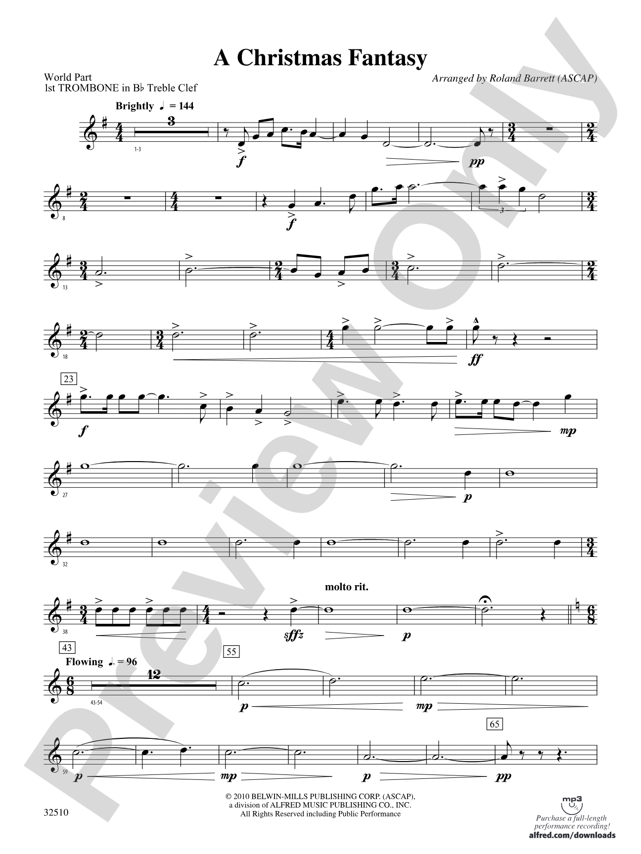 A Christmas Fantasy: (wp) 1st B-flat Trombone T.C.