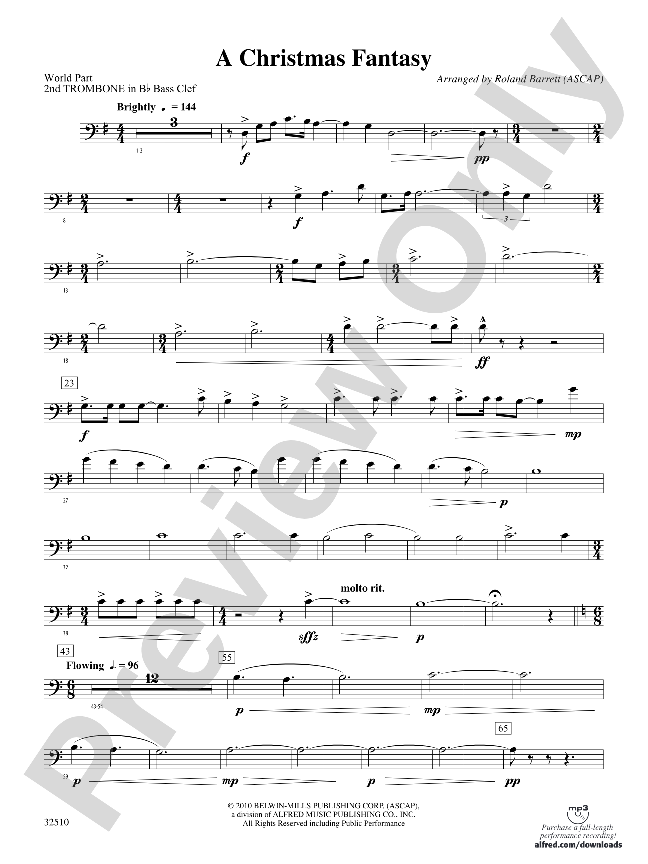 A Christmas Fantasy: (wp) 2nd B-flat Trombone B.C.