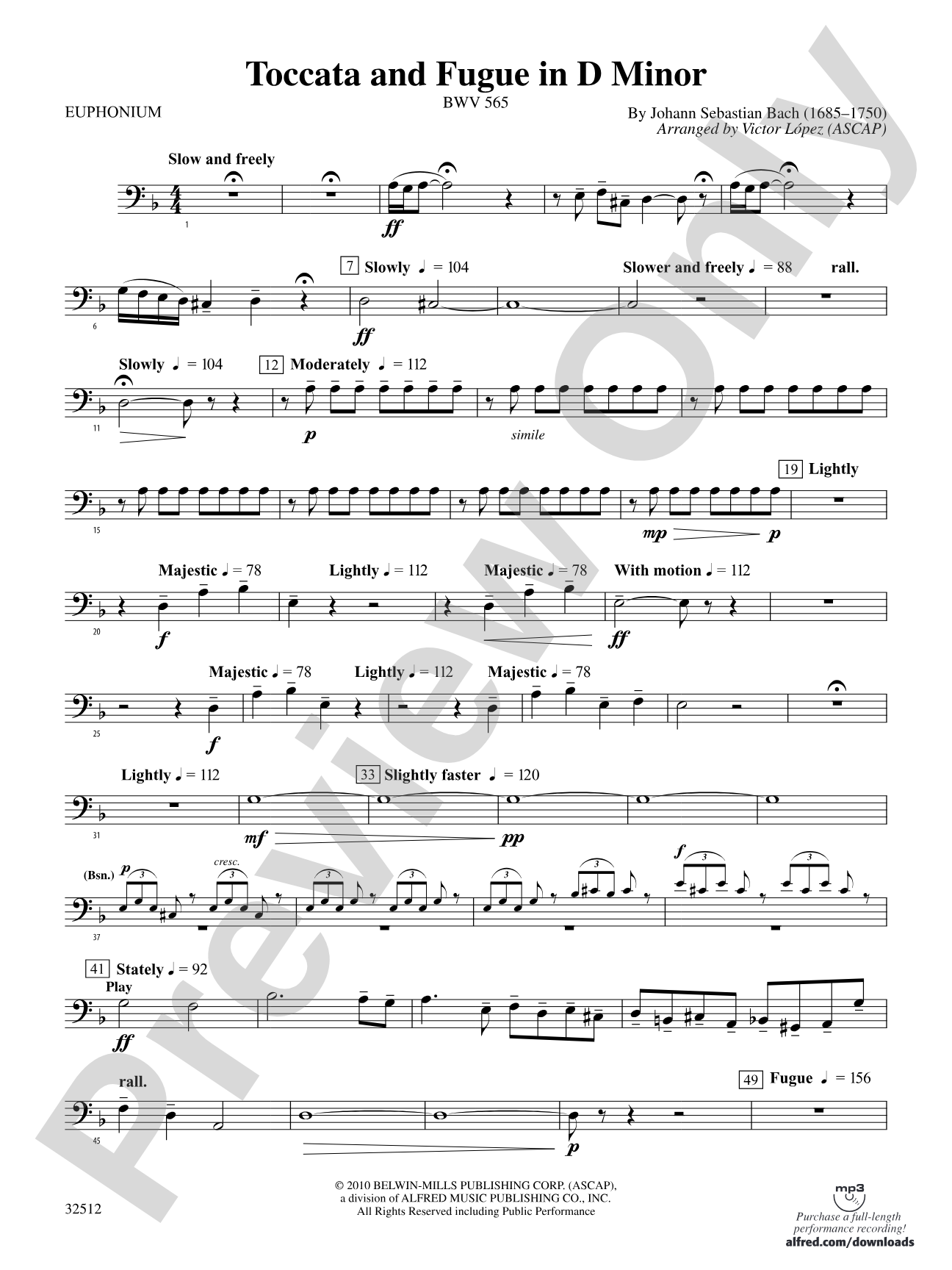 Toccata and Fugue in D Minor: Baritone B.C.