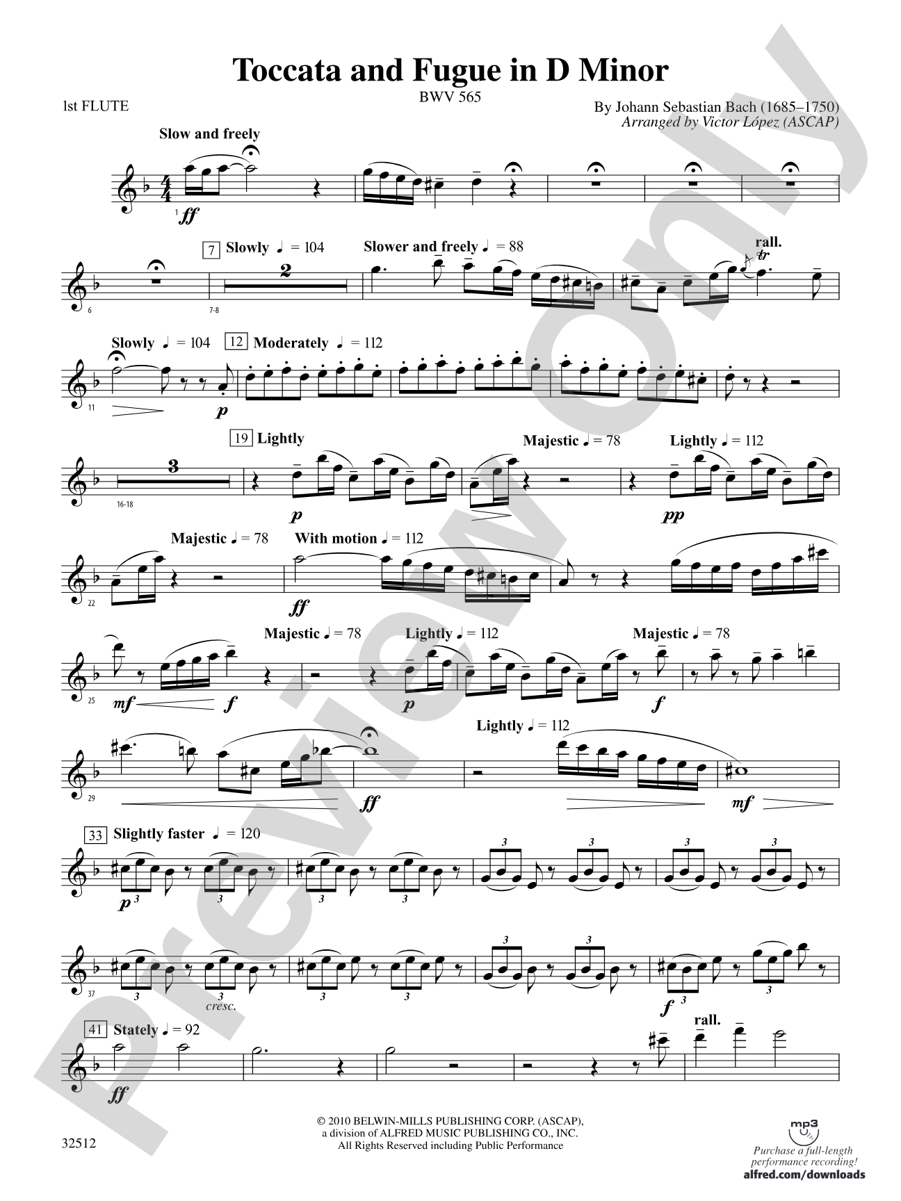 Toccata and Fugue in D Minor: Flute
