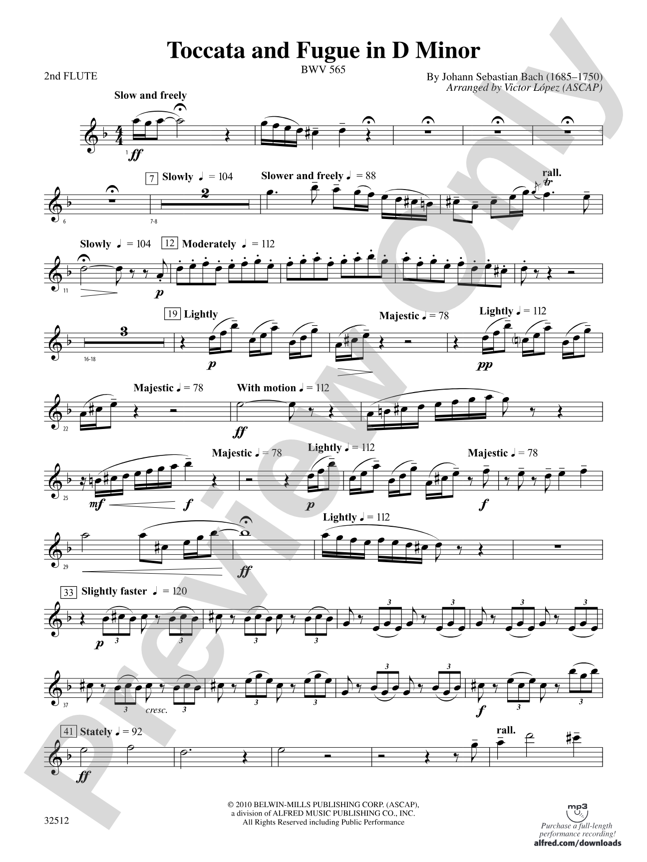 Toccata and Fugue in D Minor: 2nd Flute
